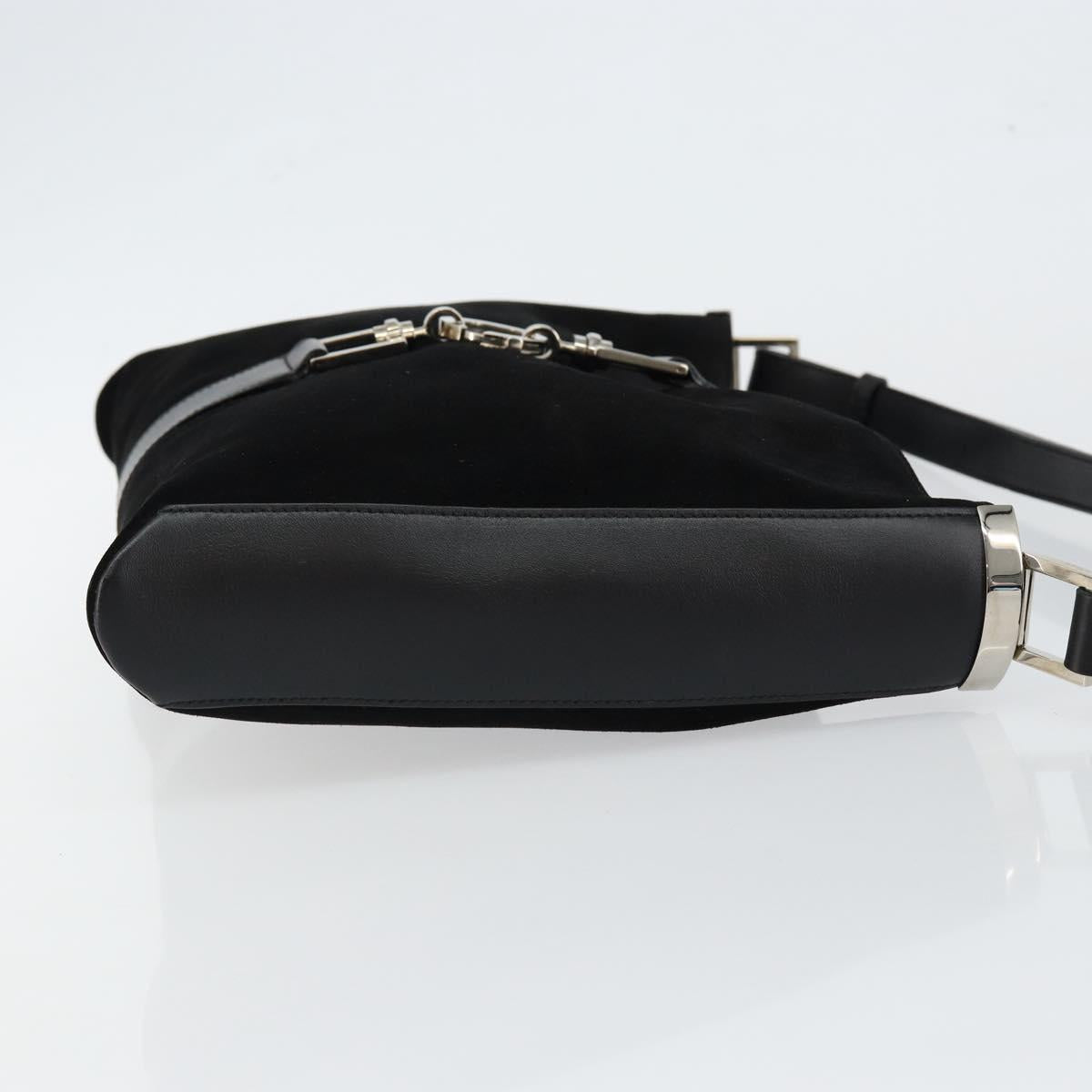 GUCCI Jackie Shoulder Bag Suede Leather Black Silver 001 4052 1669 Auth BA6564