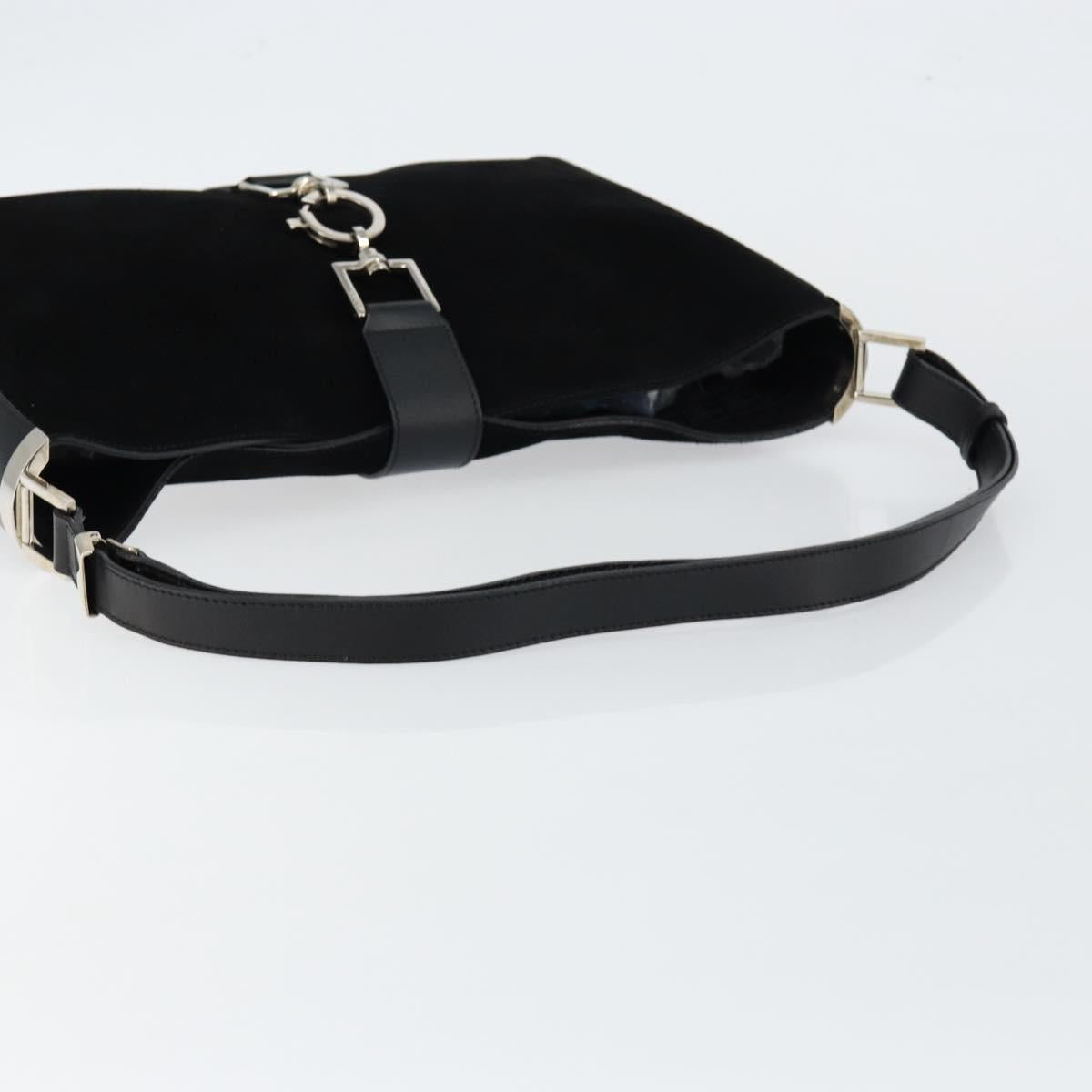 GUCCI Jackie Shoulder Bag Suede Leather Black Silver 001 4052 1669 Auth BA6564