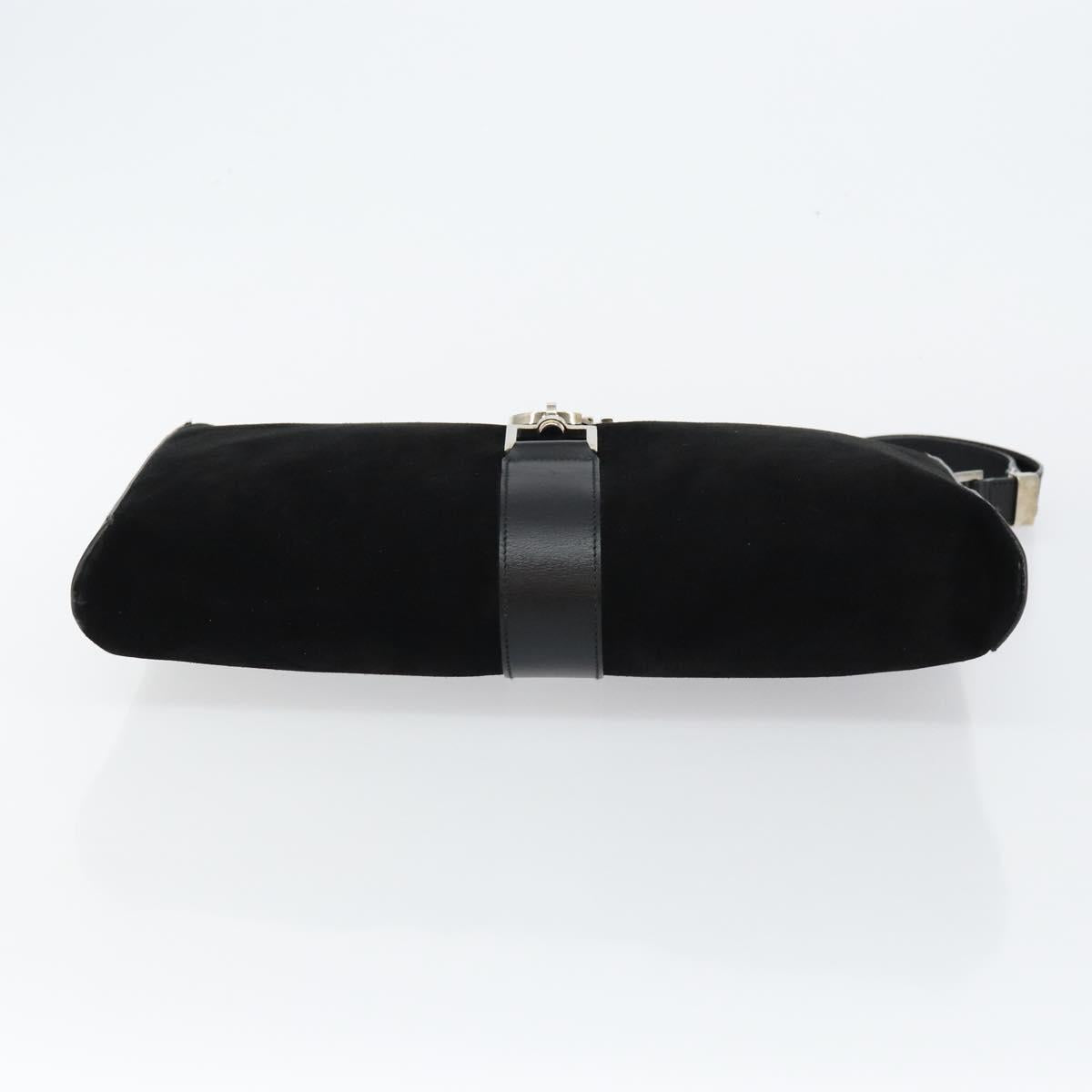 GUCCI Jackie Shoulder Bag Suede Leather Black Silver 001 4052 1669 Auth BA6564