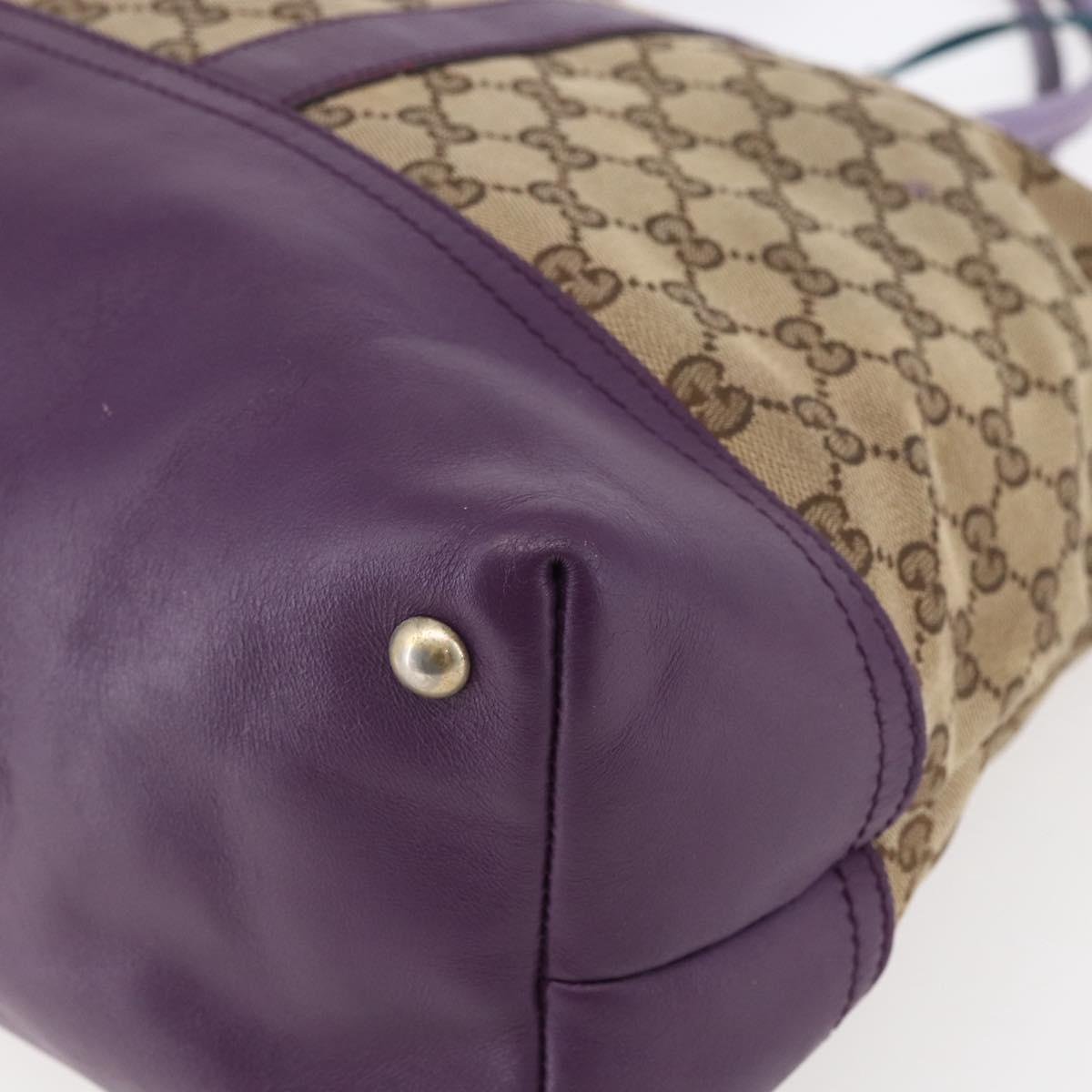 GUCCI GG Canvas Tote Bag Beige Gold 282325 Auth BA6568