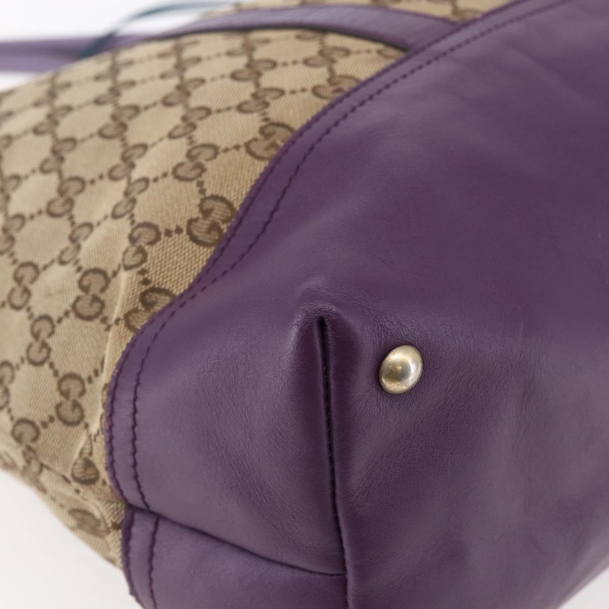 GUCCI GG Canvas Tote Bag Beige Gold 282325 Auth BA6568
