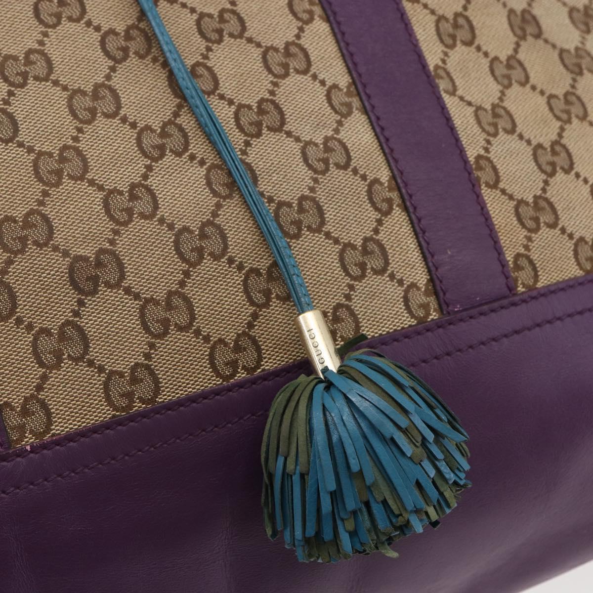 GUCCI GG Canvas Tote Bag Beige Gold 282325 Auth BA6568