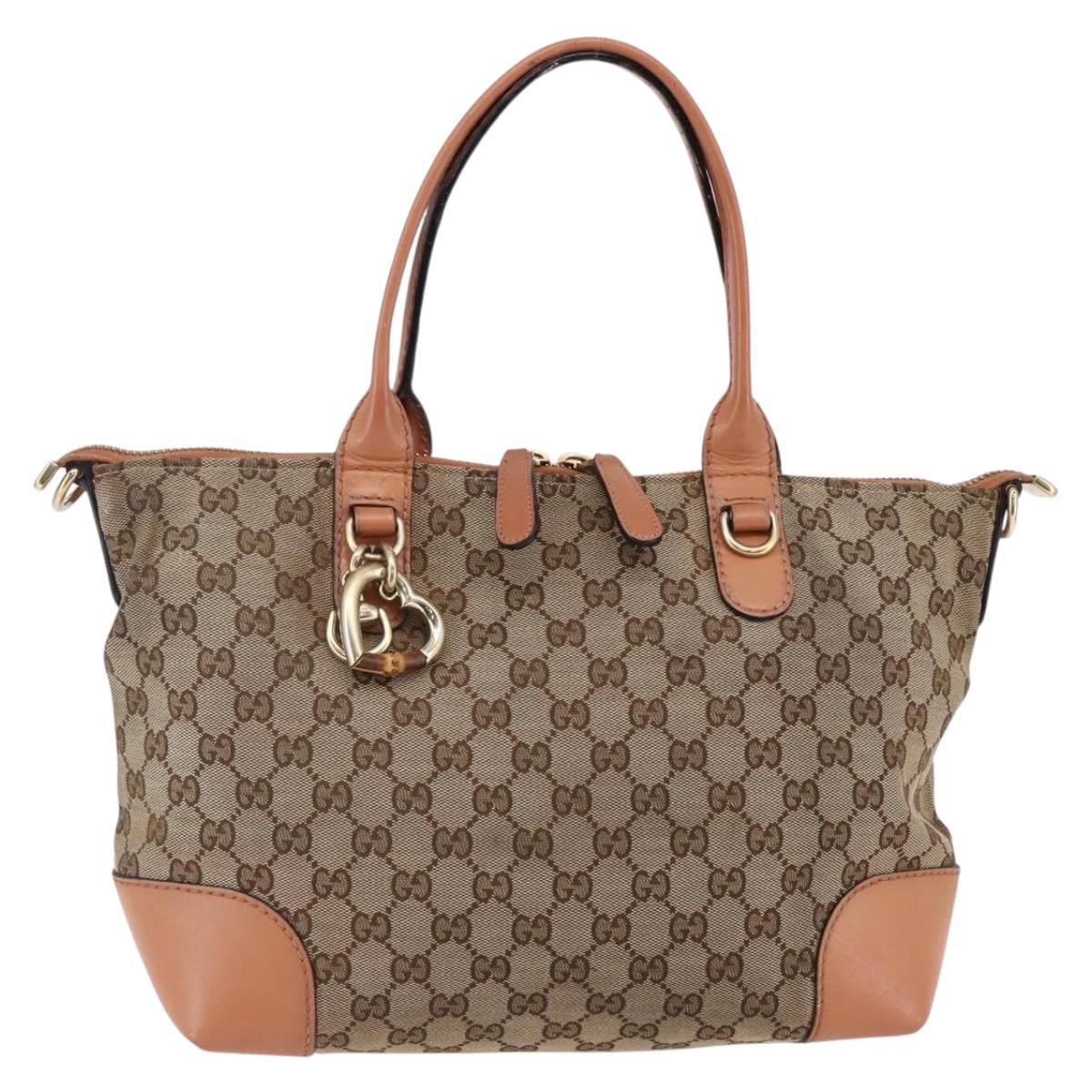GUCCI GG Canvas Abbey Tote Bag Beige Gold 269957 Auth BA6569