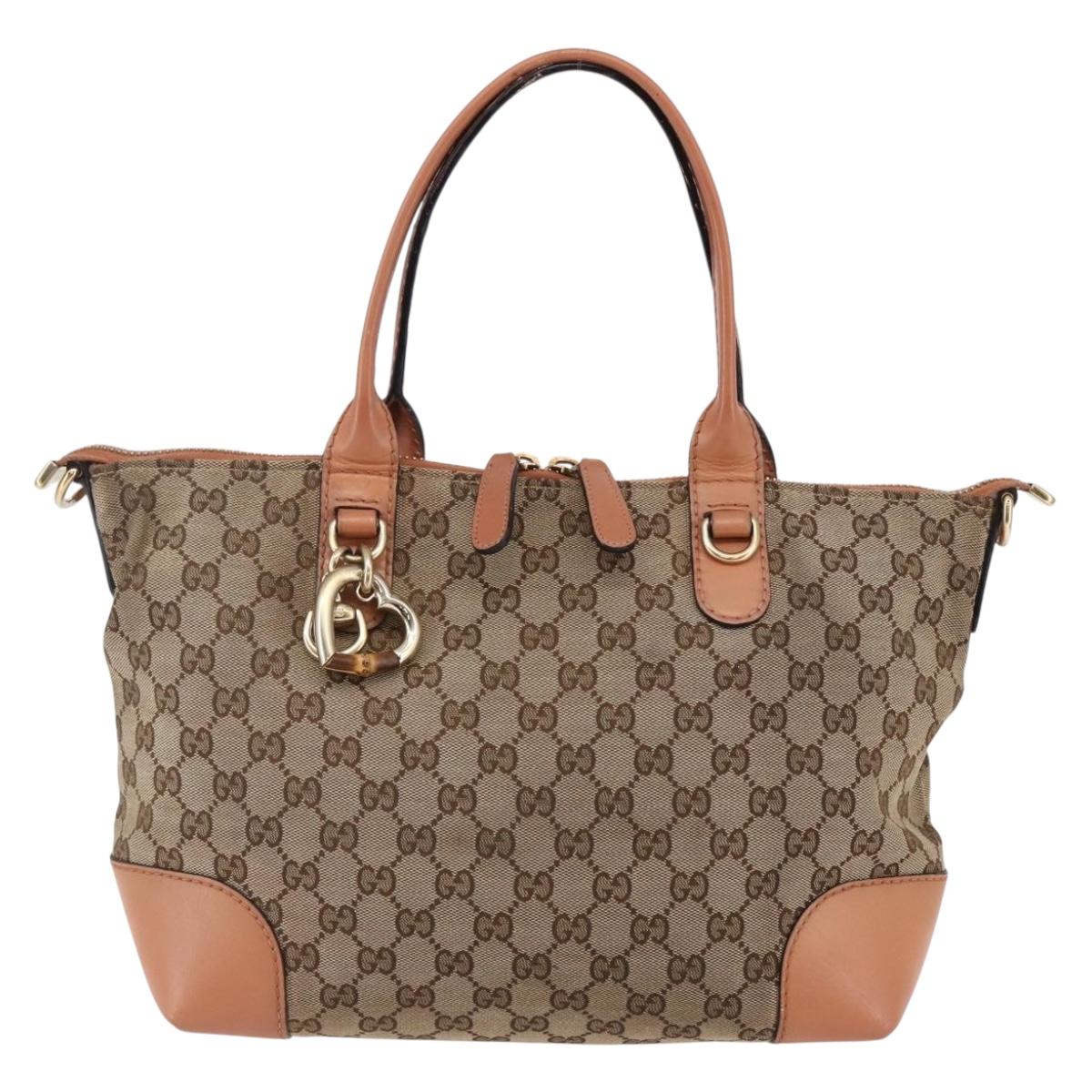GUCCI GG Canvas Abbey Tote Bag Beige Gold 269957 Auth BA6569