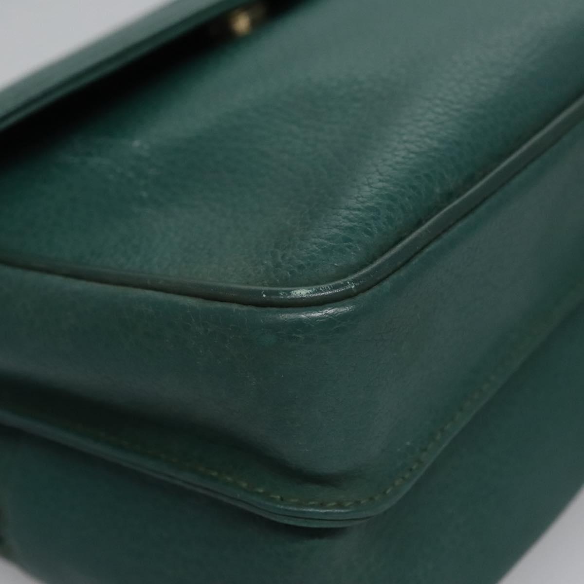 GUCCI Shoulder Bag Leather Green Gold 007 23 0114 Auth BA657