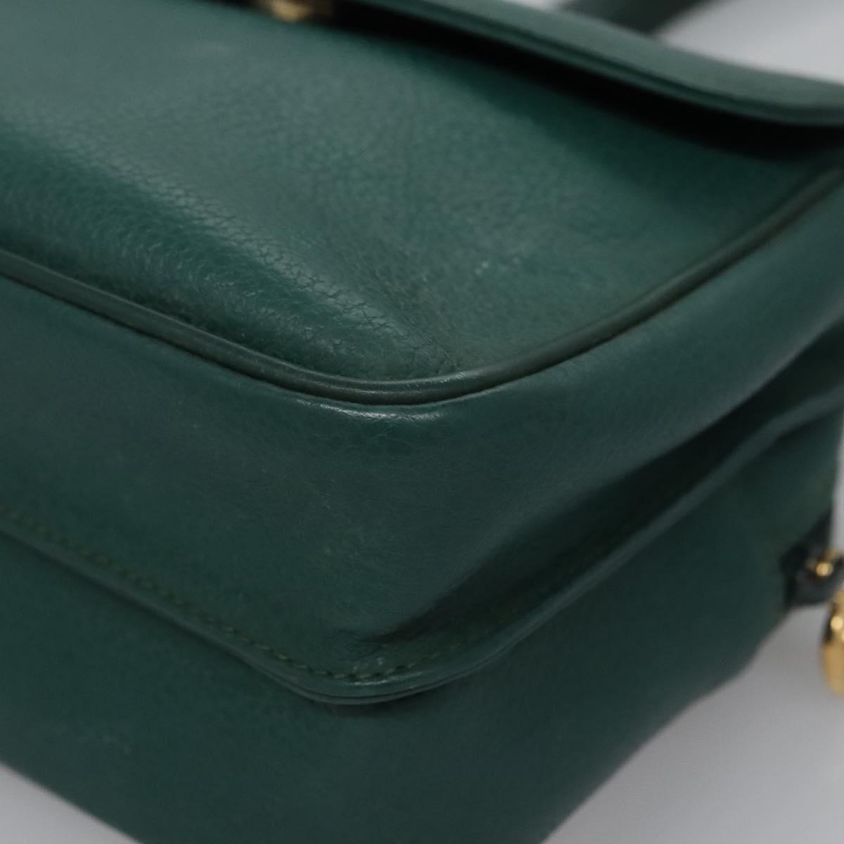 GUCCI Shoulder Bag Leather Green Gold 007 23 0114 Auth BA657