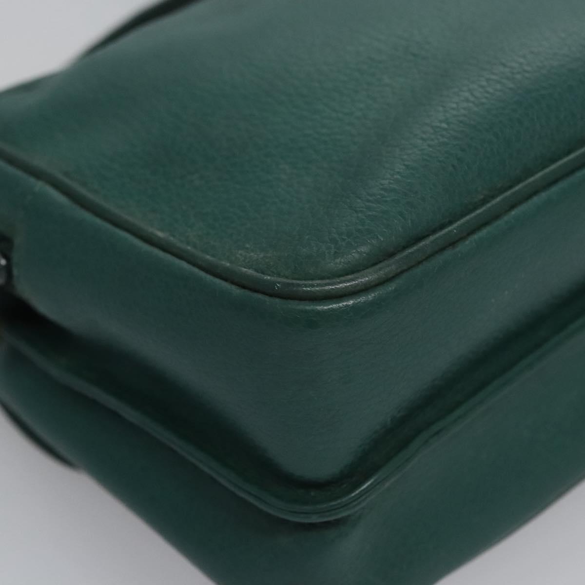 GUCCI Shoulder Bag Leather Green Gold 007 23 0114 Auth BA657