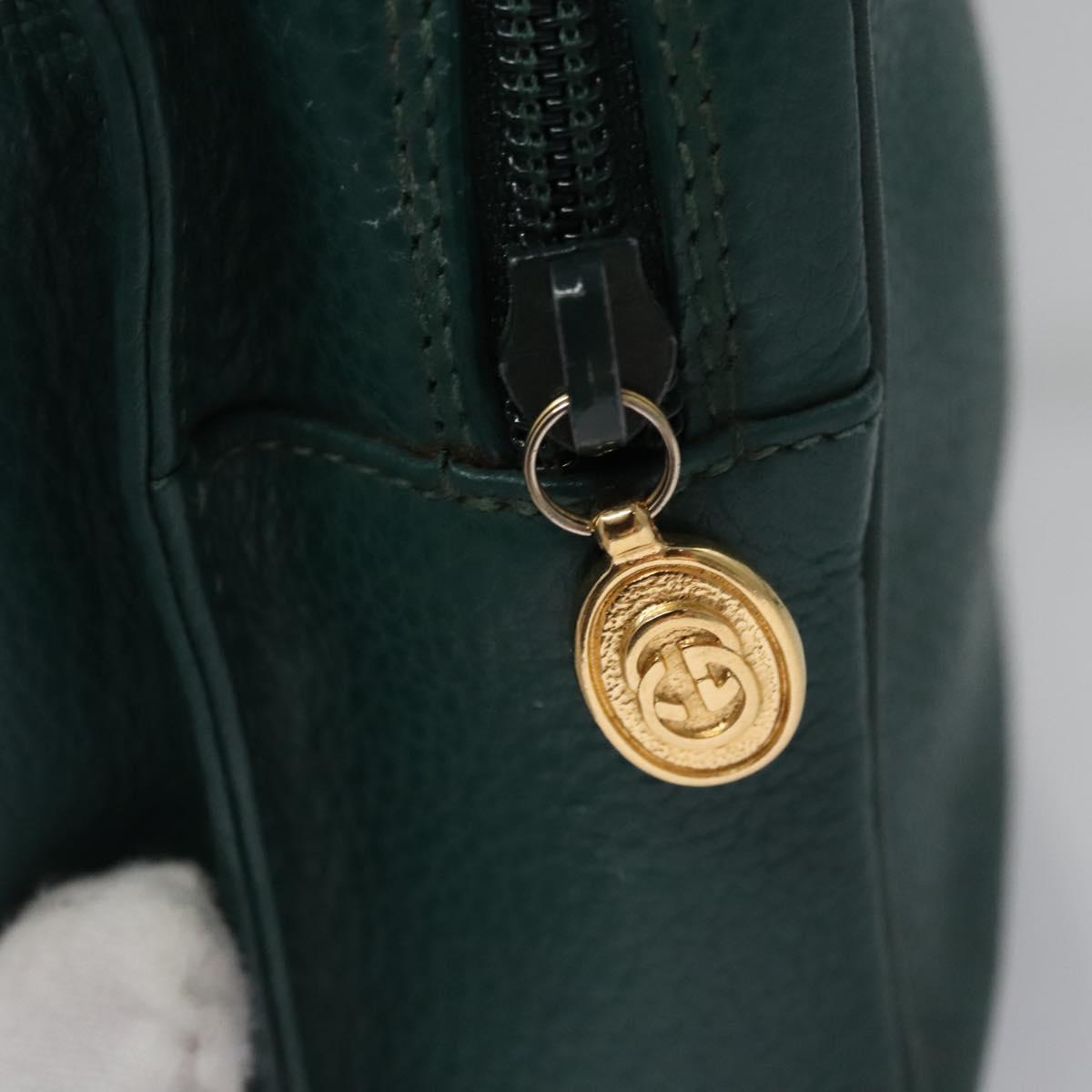 GUCCI Shoulder Bag Leather Green Gold 007 23 0114 Auth BA657