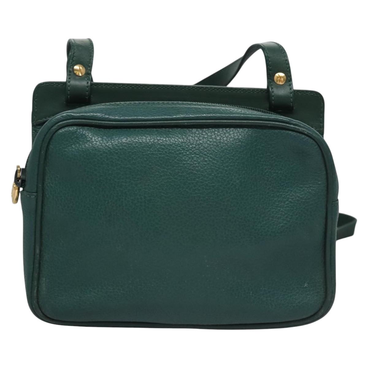 GUCCI Shoulder Bag Leather Green Gold 007 23 0114 Auth BA657