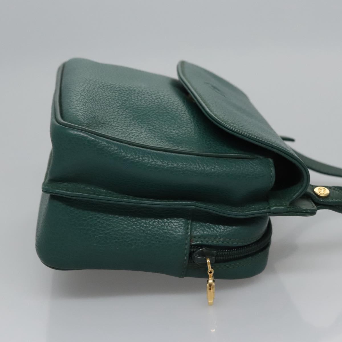 GUCCI Shoulder Bag Leather Green Gold 007 23 0114 Auth BA657