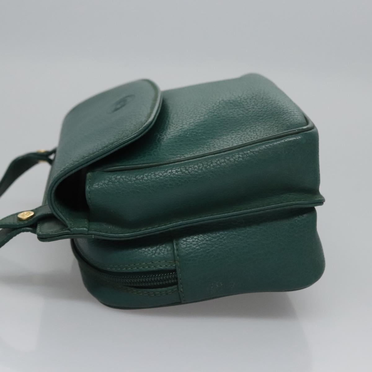 GUCCI Shoulder Bag Leather Green Gold 007 23 0114 Auth BA657