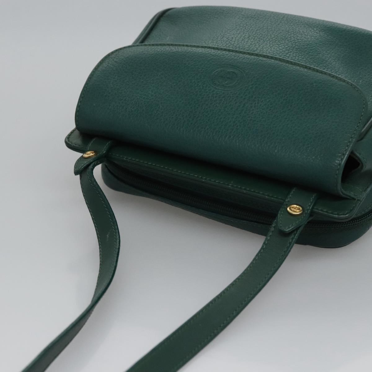 GUCCI Shoulder Bag Leather Green Gold 007 23 0114 Auth BA657