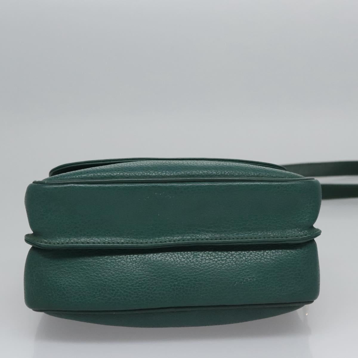 GUCCI Shoulder Bag Leather Green Gold 007 23 0114 Auth BA657