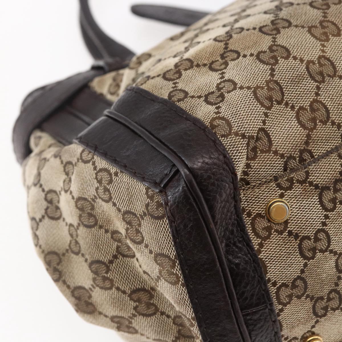 GUCCI GG Canvas Tote Bag Beige Gold 247183 Auth BA6570