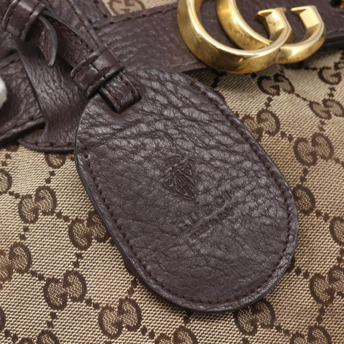 GUCCI GG Canvas Tote Bag Beige Gold 247183 Auth BA6570