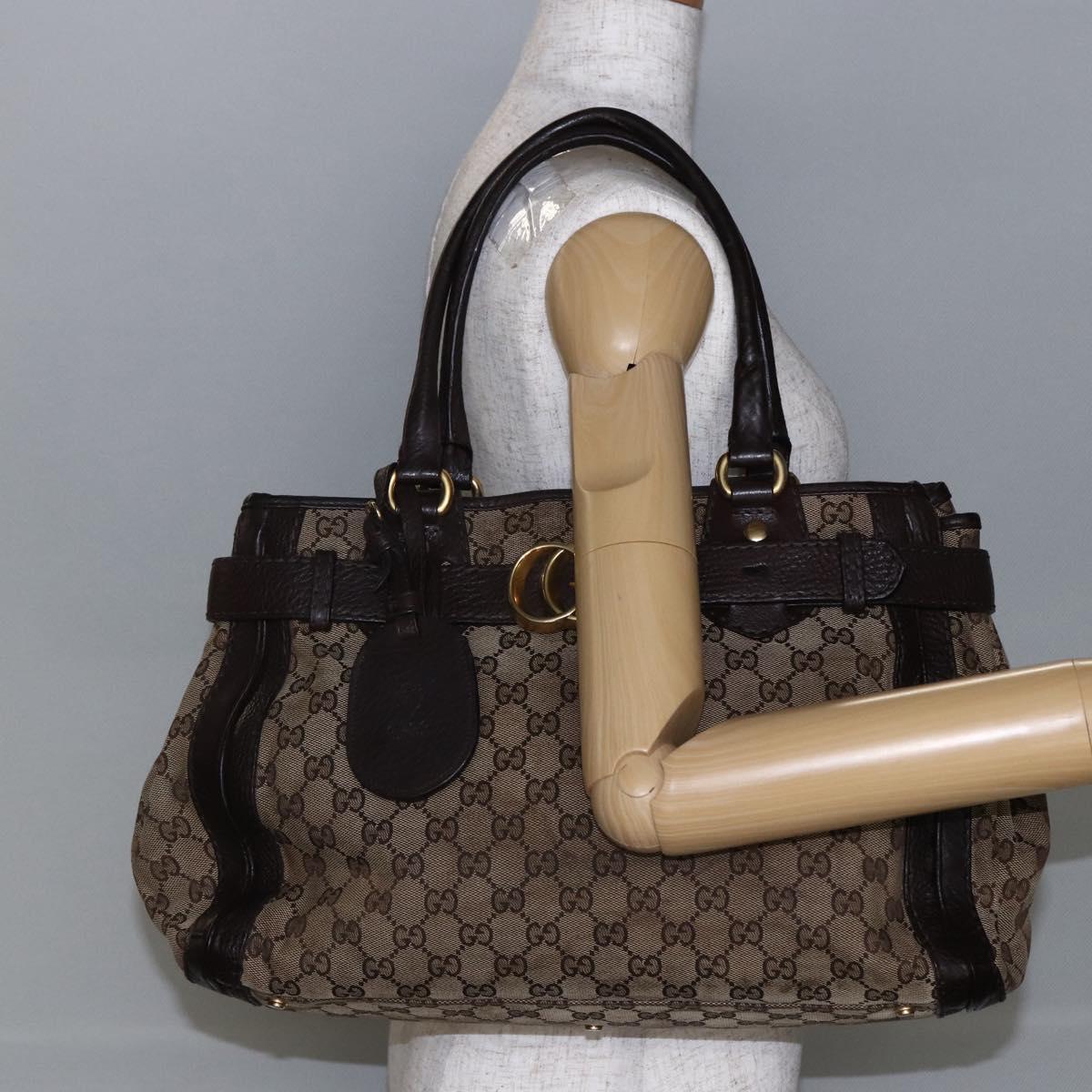 GUCCI GG Canvas Tote Bag Beige Gold 247183 Auth BA6570