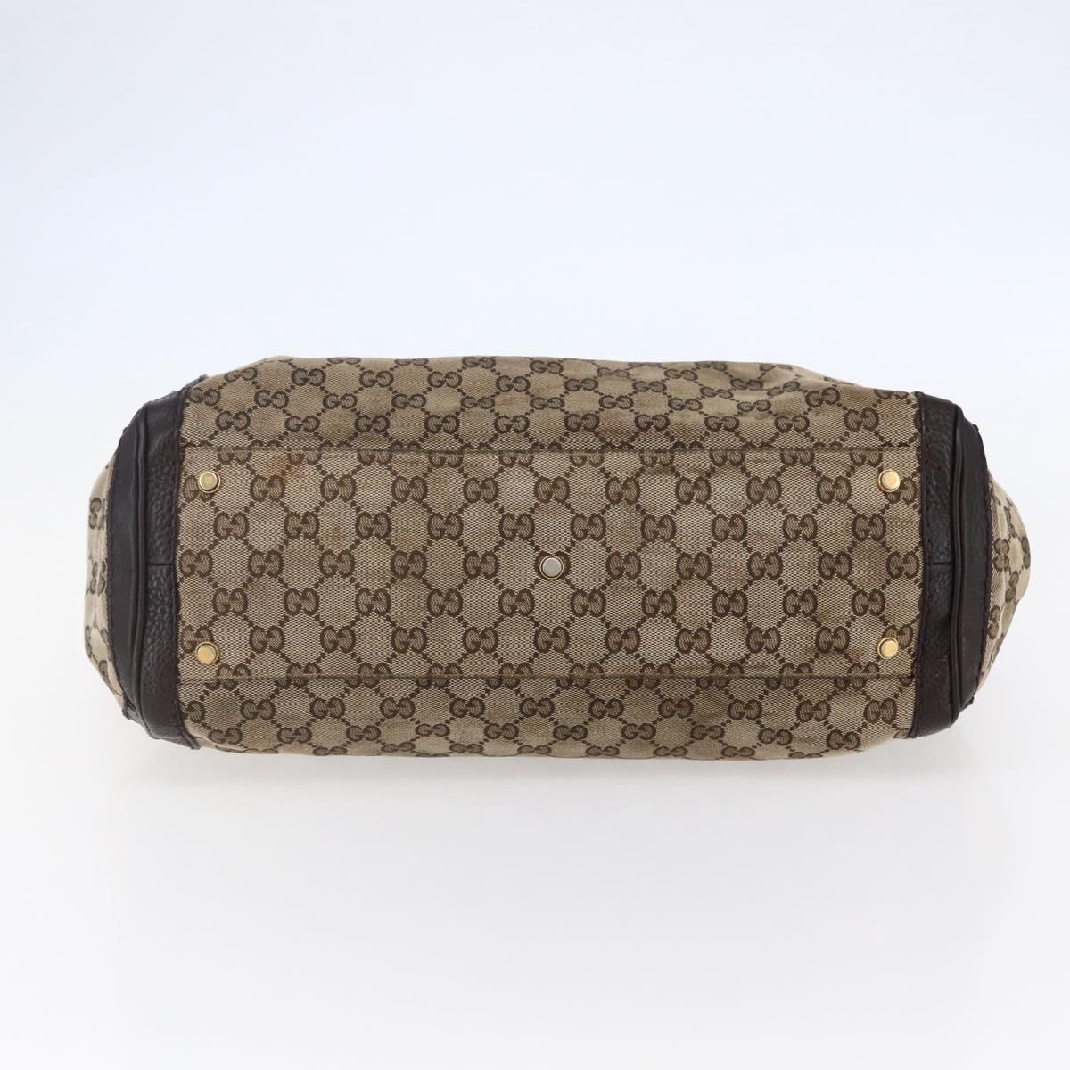 GUCCI GG Canvas Tote Bag Beige Gold 247183 Auth BA6570