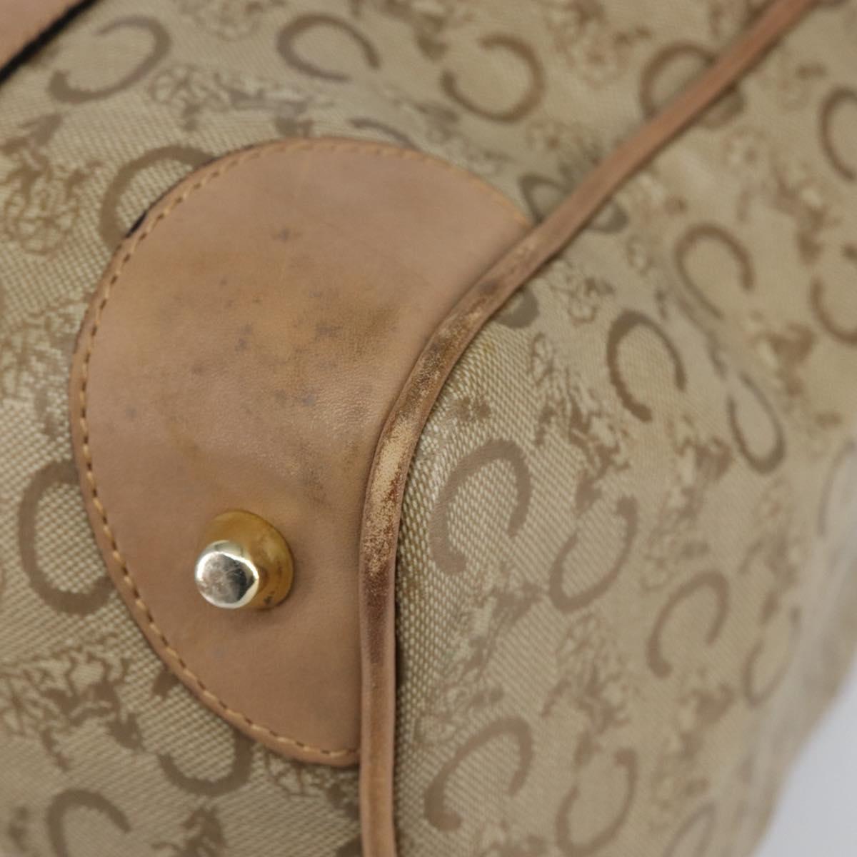 CELINE C Sulky Boston Bag PVC Beige Gold Auth BA6572