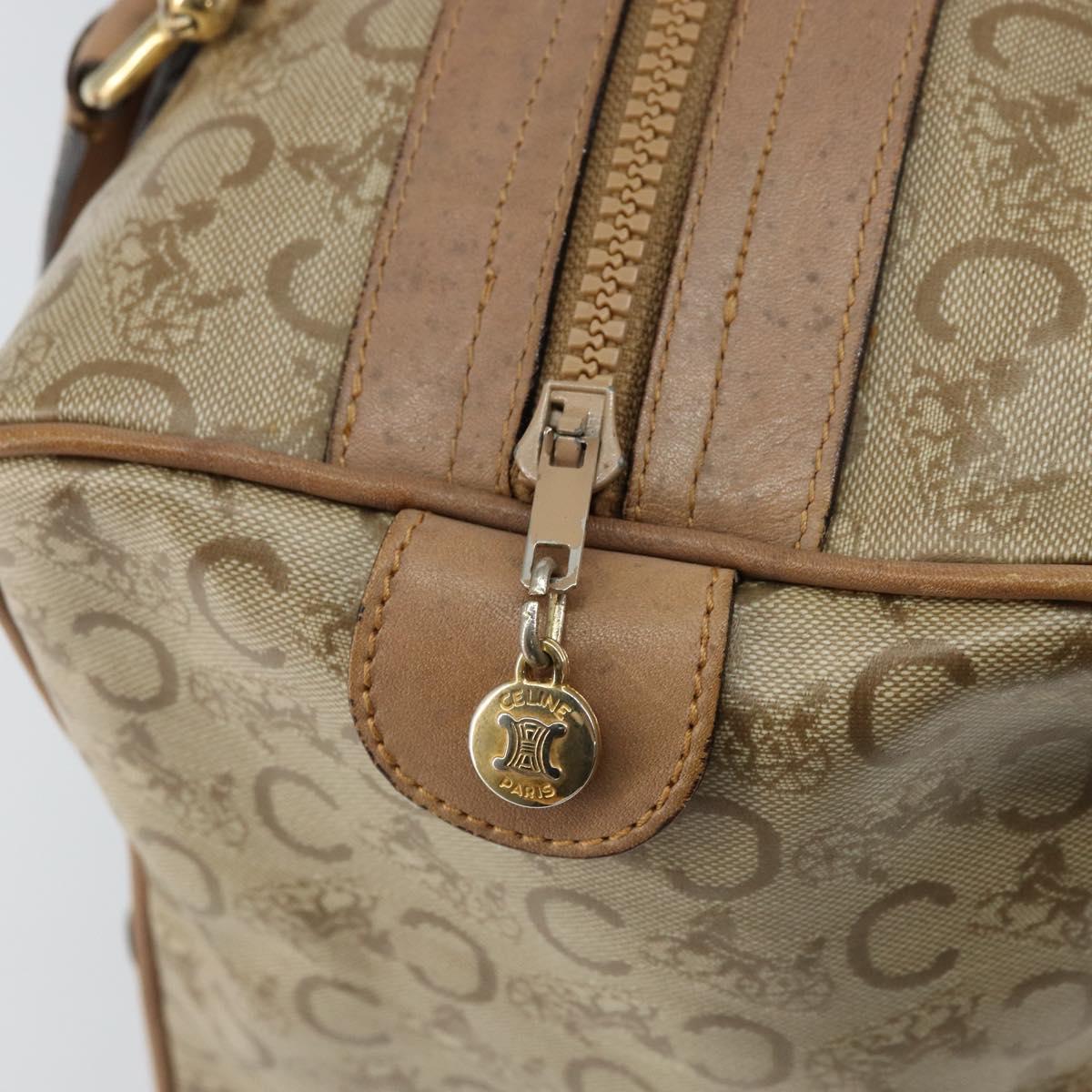 CELINE C Sulky Boston Bag PVC Beige Gold Auth BA6572
