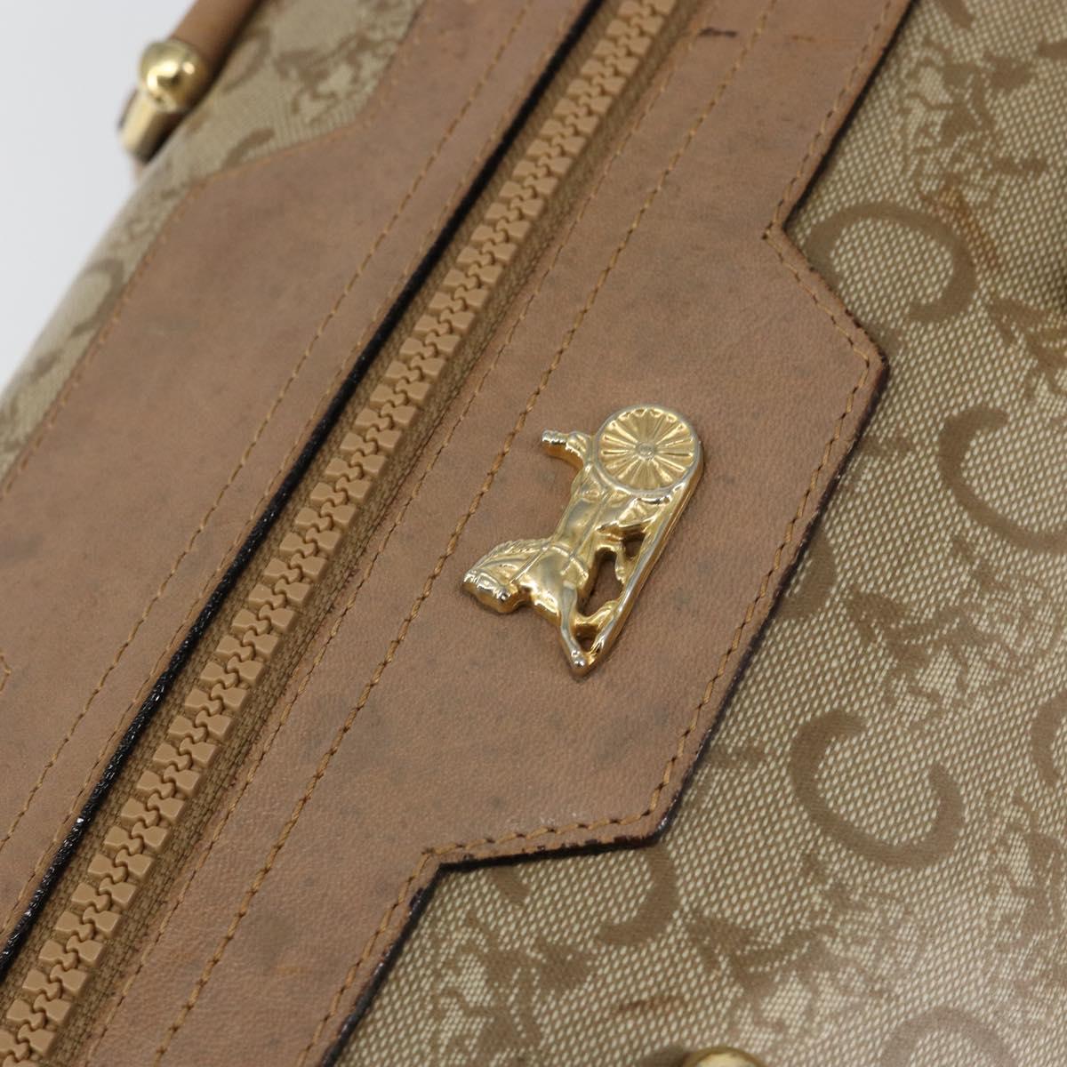 CELINE C Sulky Boston Bag PVC Beige Gold Auth BA6572