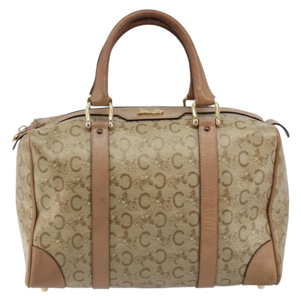 CELINE C Sulky Boston Bag PVC Beige Gold Auth BA6572