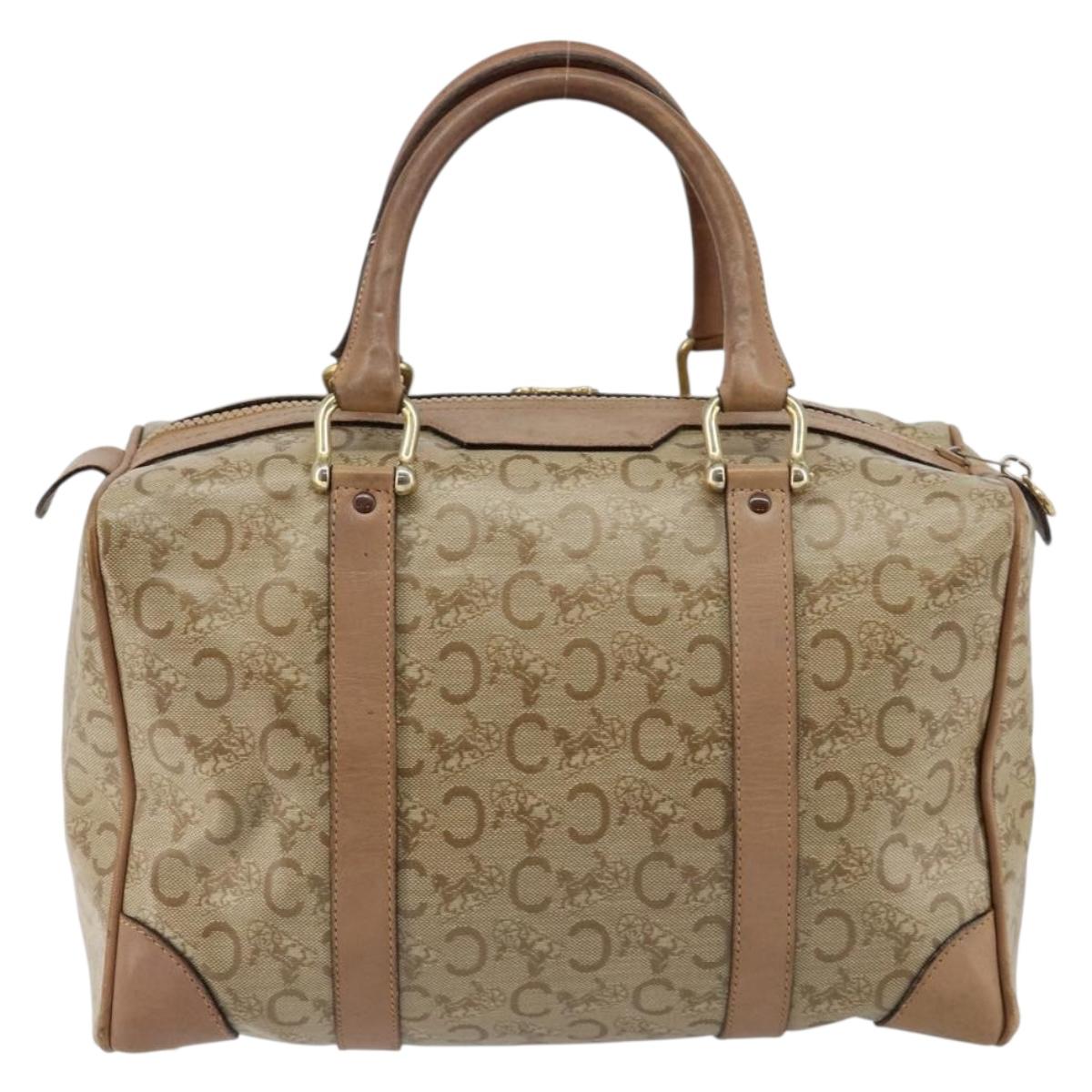 CELINE C Sulky Boston Bag PVC Beige Gold Auth BA6572