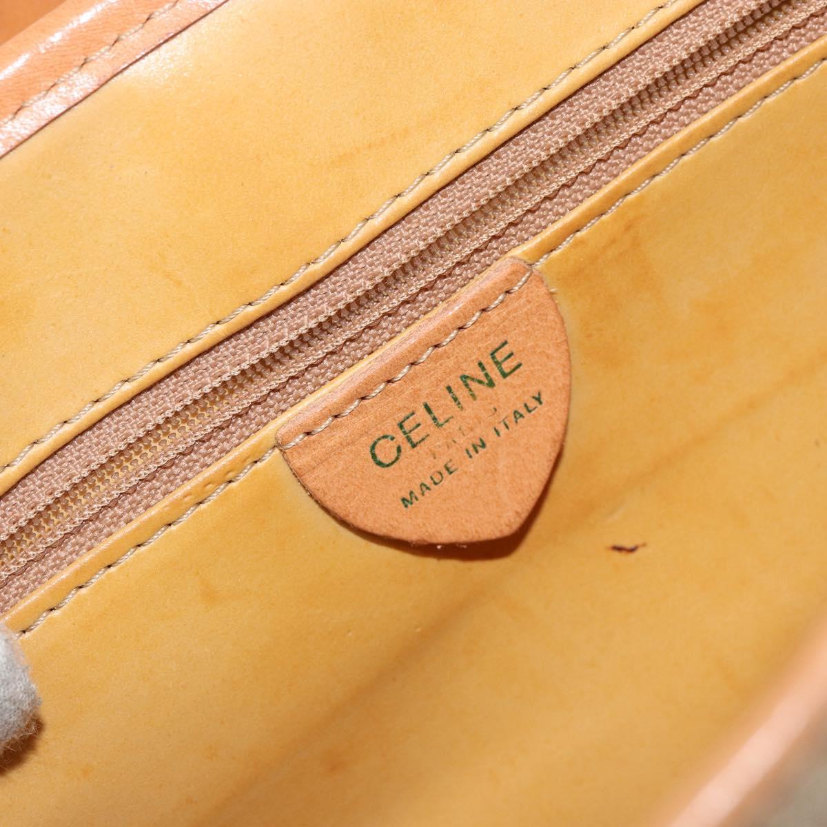 CELINE Macadam Canvas Shoulder Bag PVC Beige Gold Auth BA6573