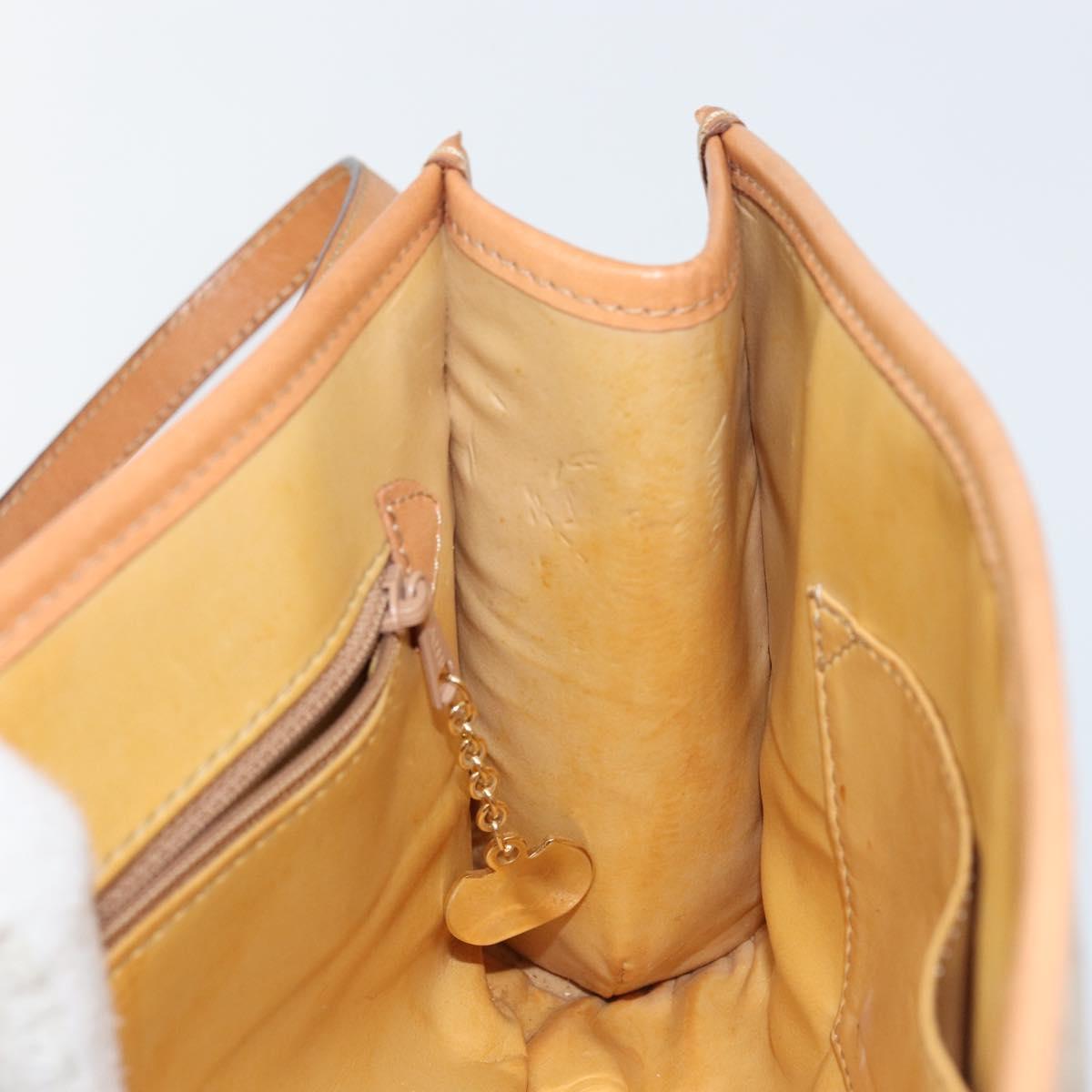 CELINE Macadam Canvas Shoulder Bag PVC Beige Gold Auth BA6573