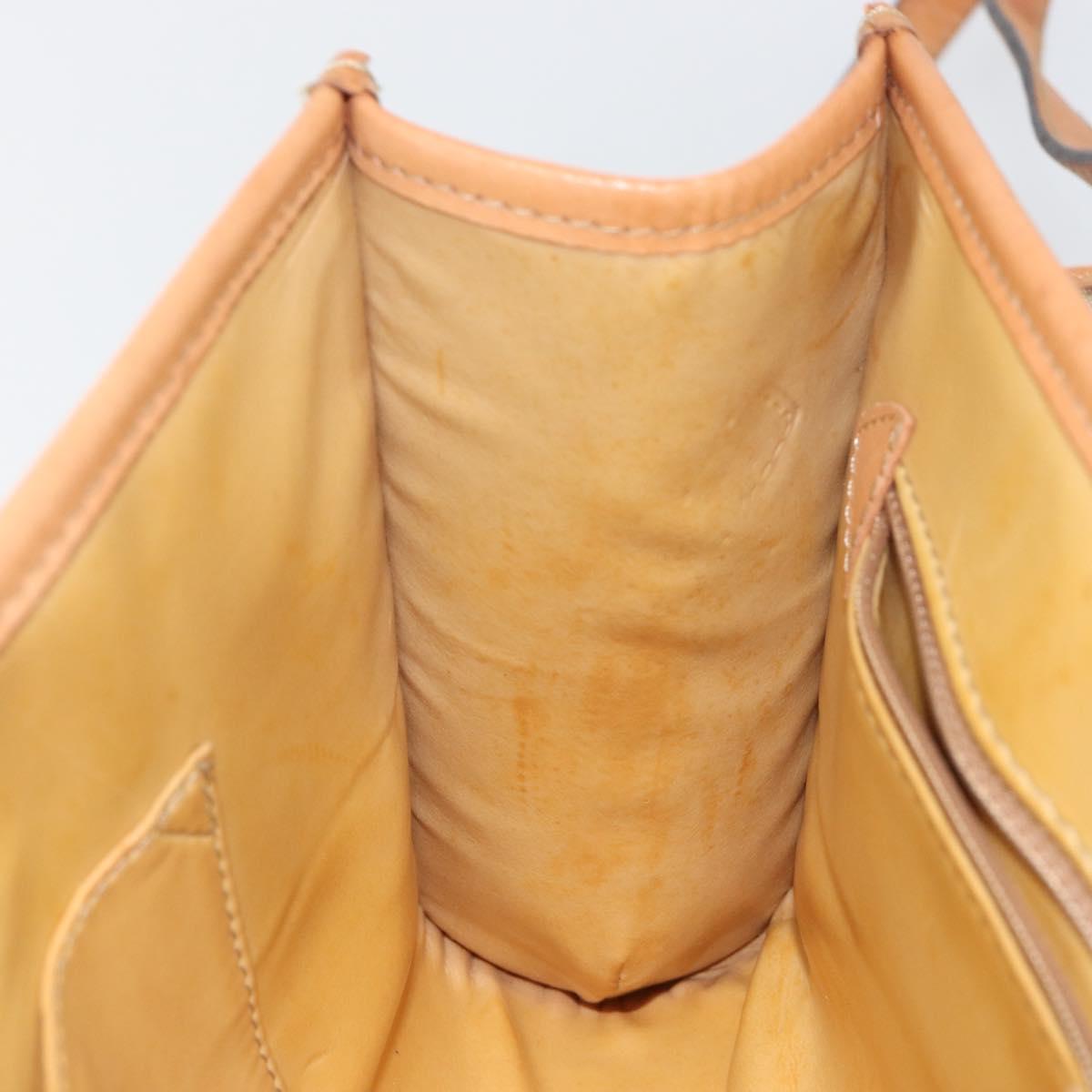 CELINE Macadam Canvas Shoulder Bag PVC Beige Gold Auth BA6573