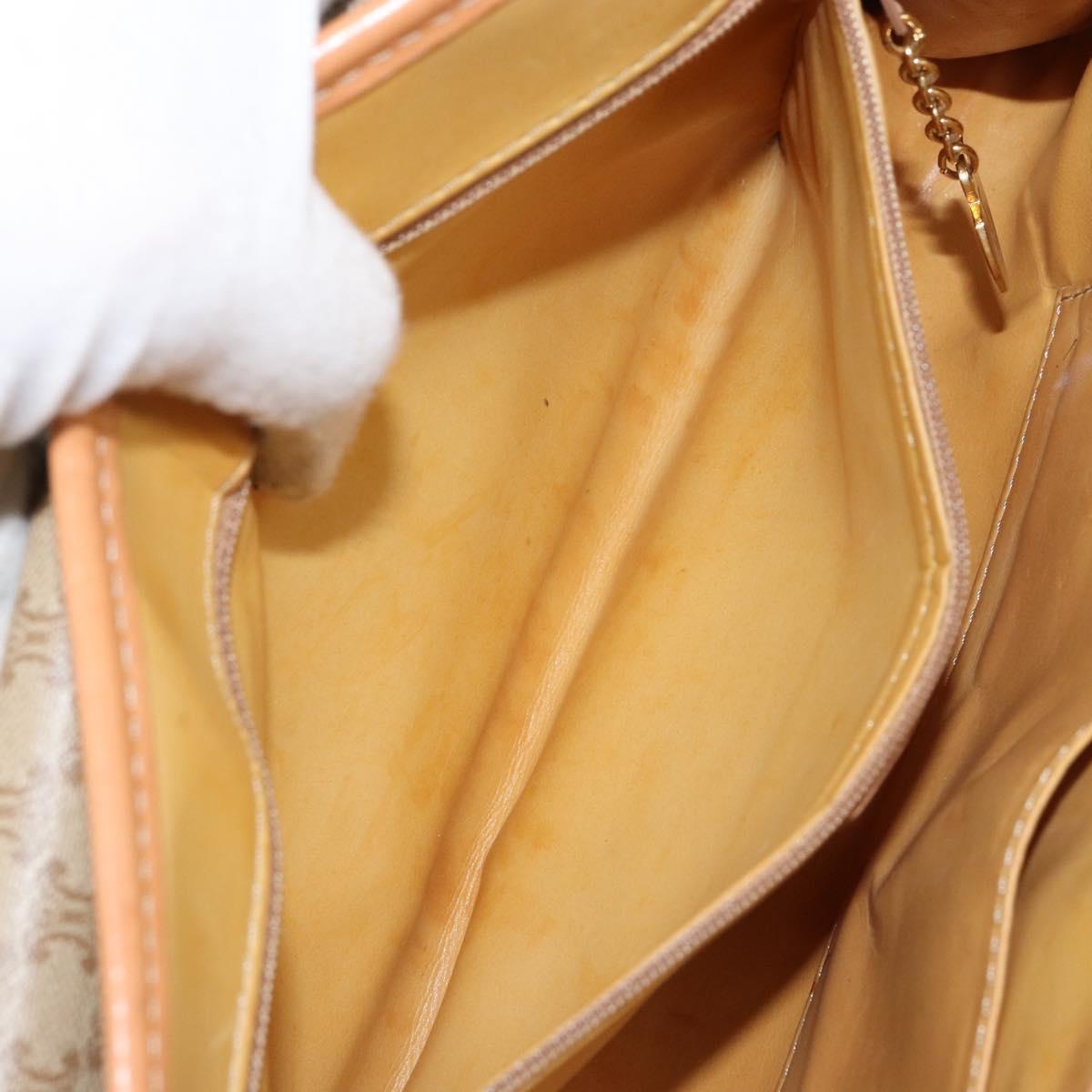 CELINE Macadam Canvas Shoulder Bag PVC Beige Gold Auth BA6573