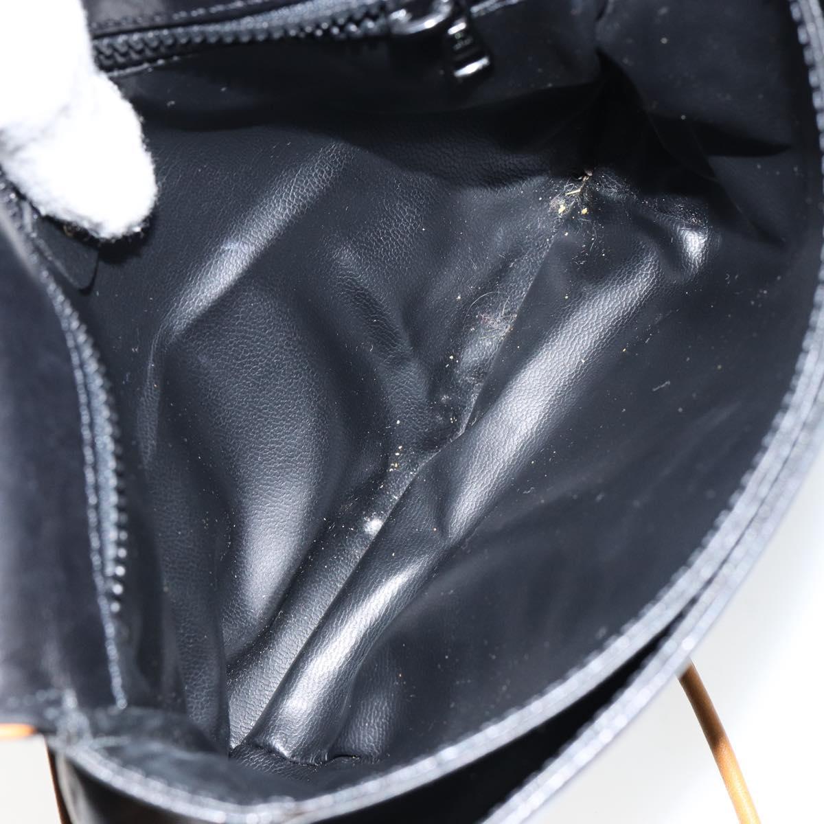 CELINE Shoulder Bag Leather Navy Gold Auth BA6575