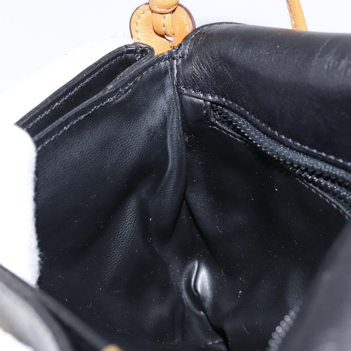CELINE Shoulder Bag Leather Navy Gold Auth BA6575