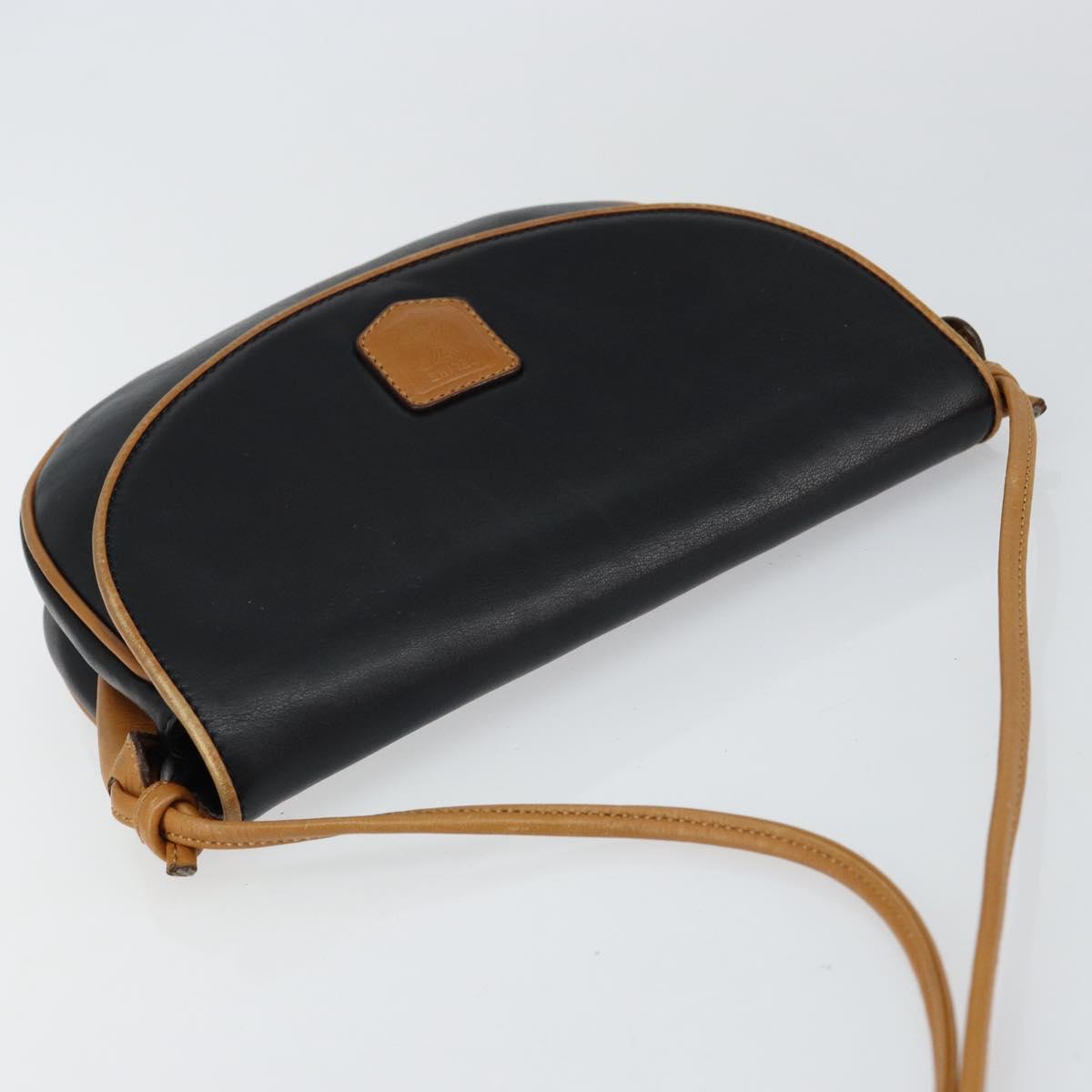 CELINE Shoulder Bag Leather Navy Gold Auth BA6575