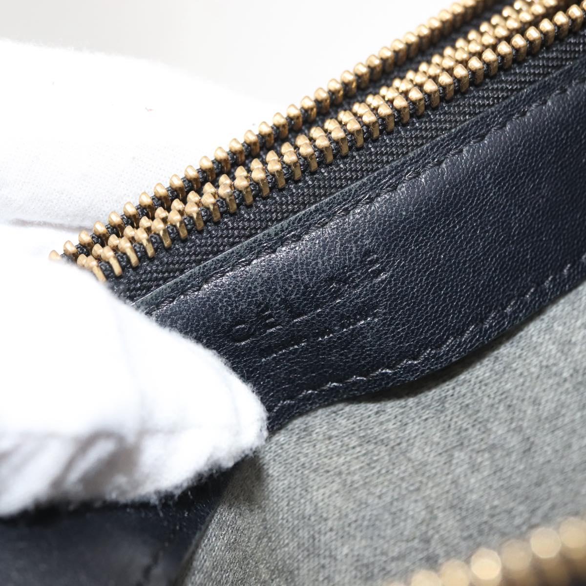 CELINE Trio Shoulder Bag Leather Black Gold Auth BA6576