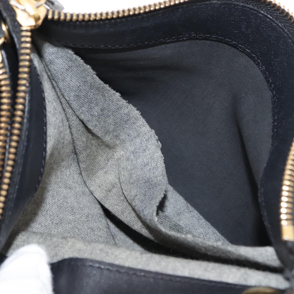 CELINE Trio Shoulder Bag Leather Black Gold Auth BA6576