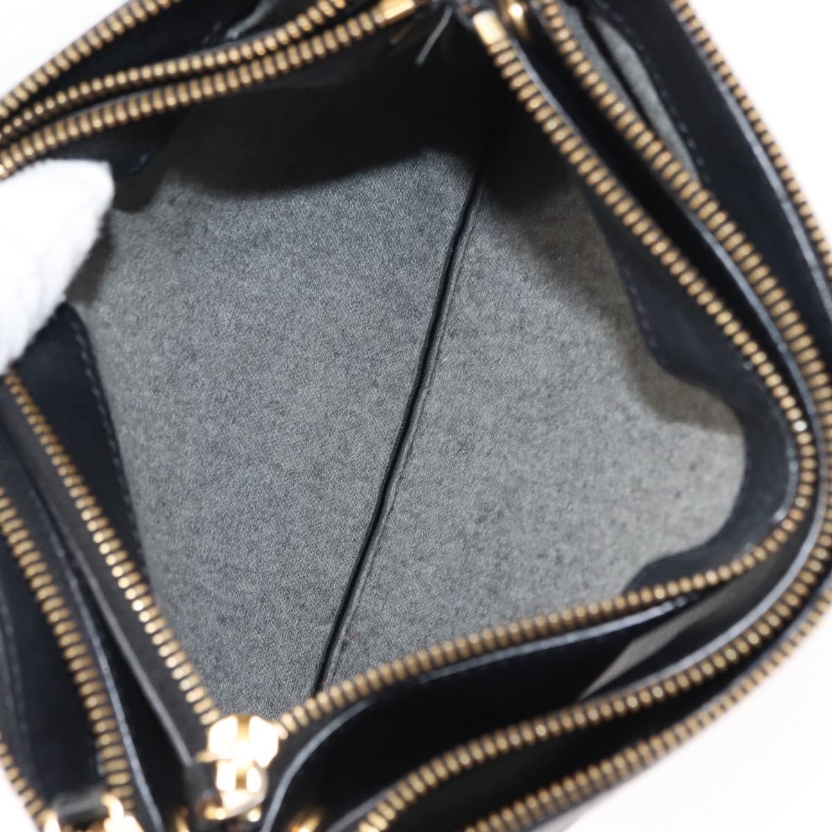 CELINE Trio Shoulder Bag Leather Black Gold Auth BA6576