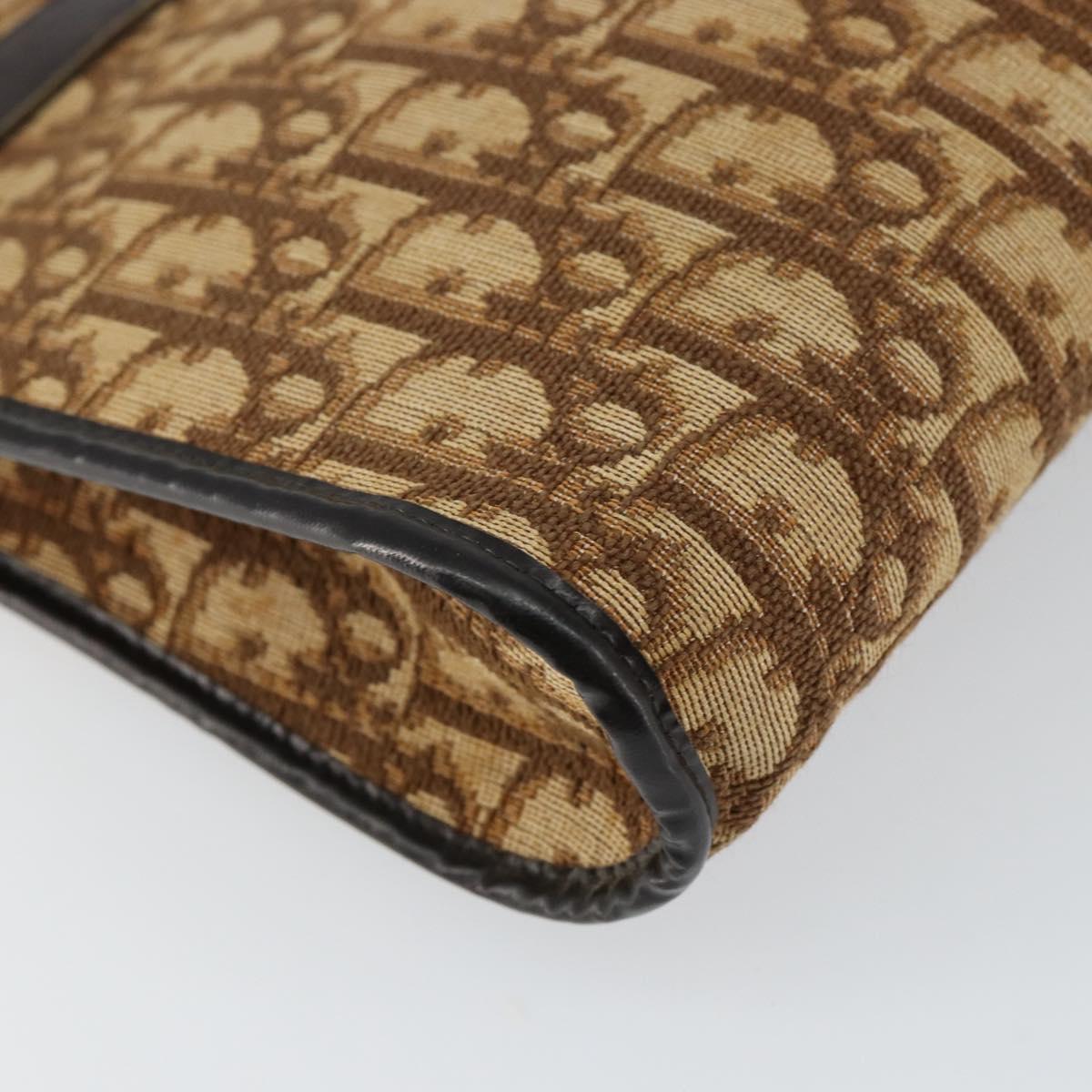 Christian Dior Trotter Canvas Shoulder Bag Brown Gold Auth BA6578