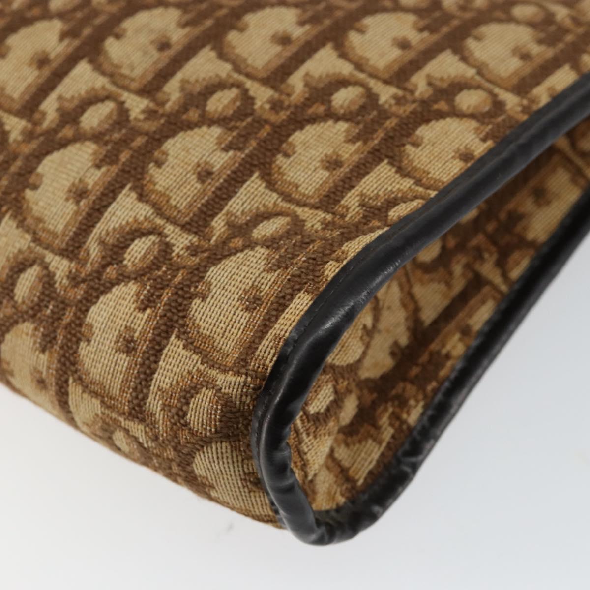 Christian Dior Trotter Canvas Shoulder Bag Brown Gold Auth BA6578