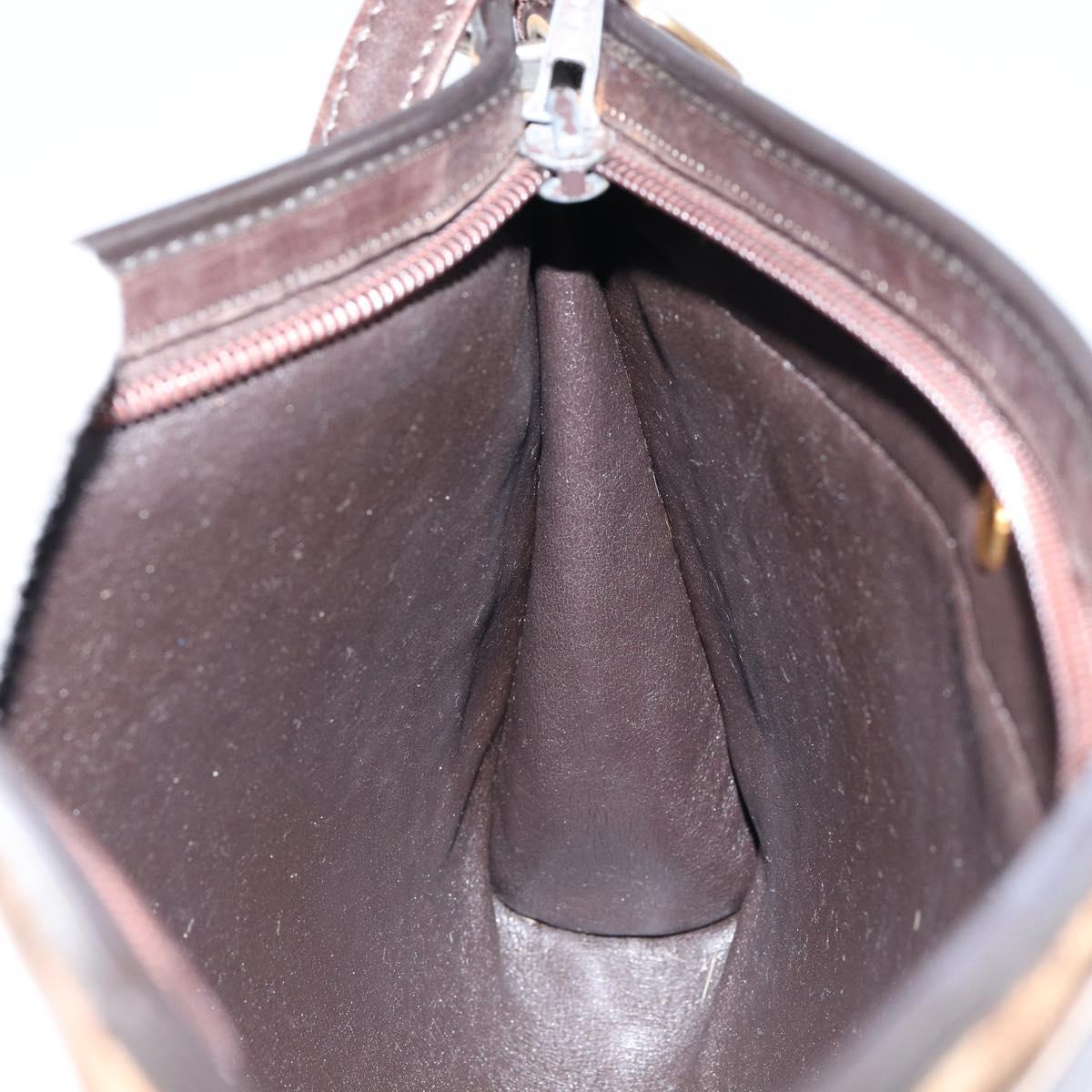 Christian Dior Trotter Canvas Shoulder Bag Brown Gold Auth BA6578