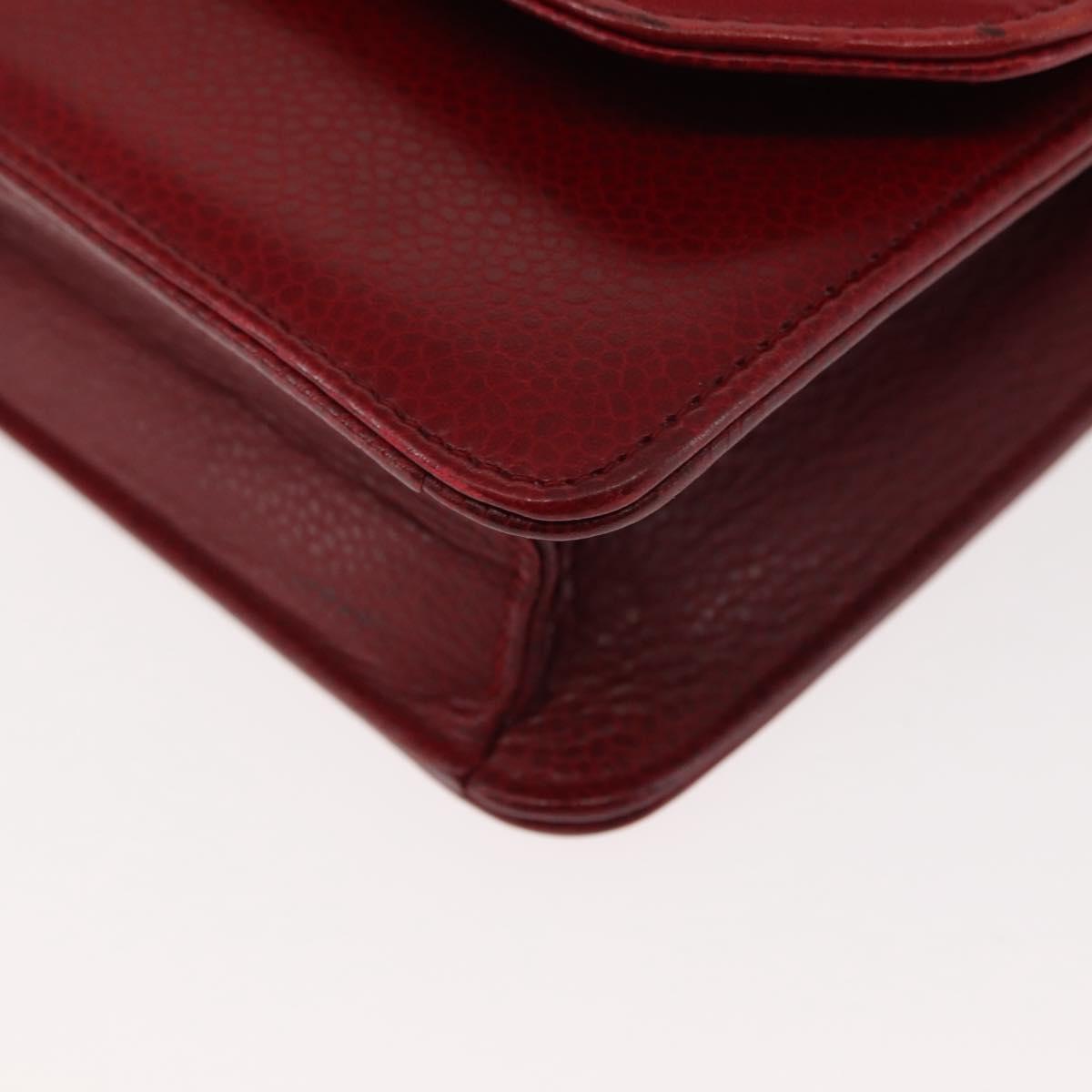 Christian Dior Shoulder Bag Leather Red Gold Auth BA6579