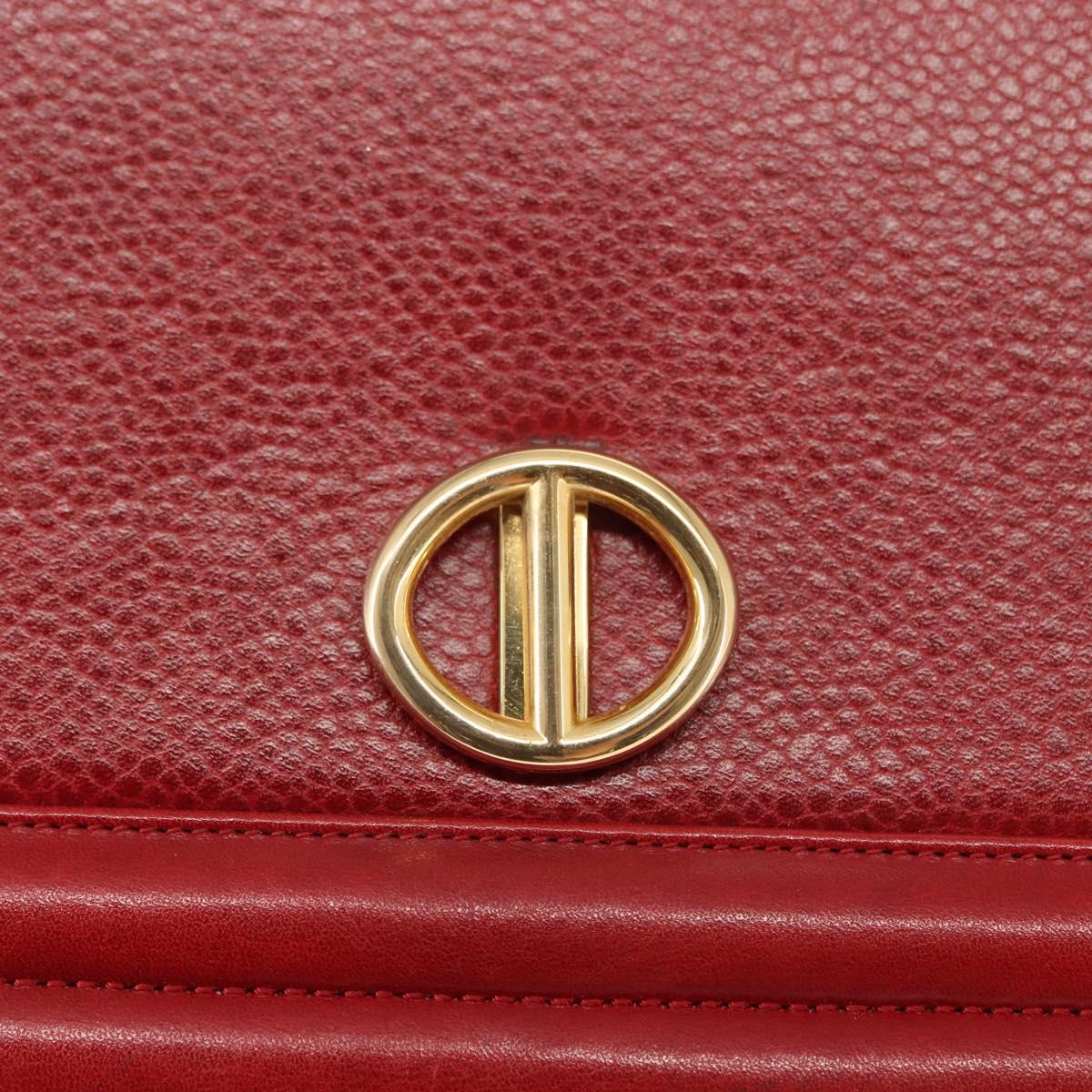 Christian Dior Shoulder Bag Leather Red Gold Auth BA6579