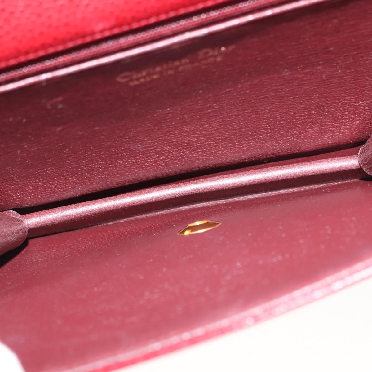 Christian Dior Shoulder Bag Leather Red Gold Auth BA6579