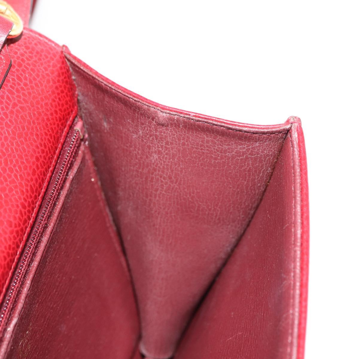 Christian Dior Shoulder Bag Leather Red Gold Auth BA6579