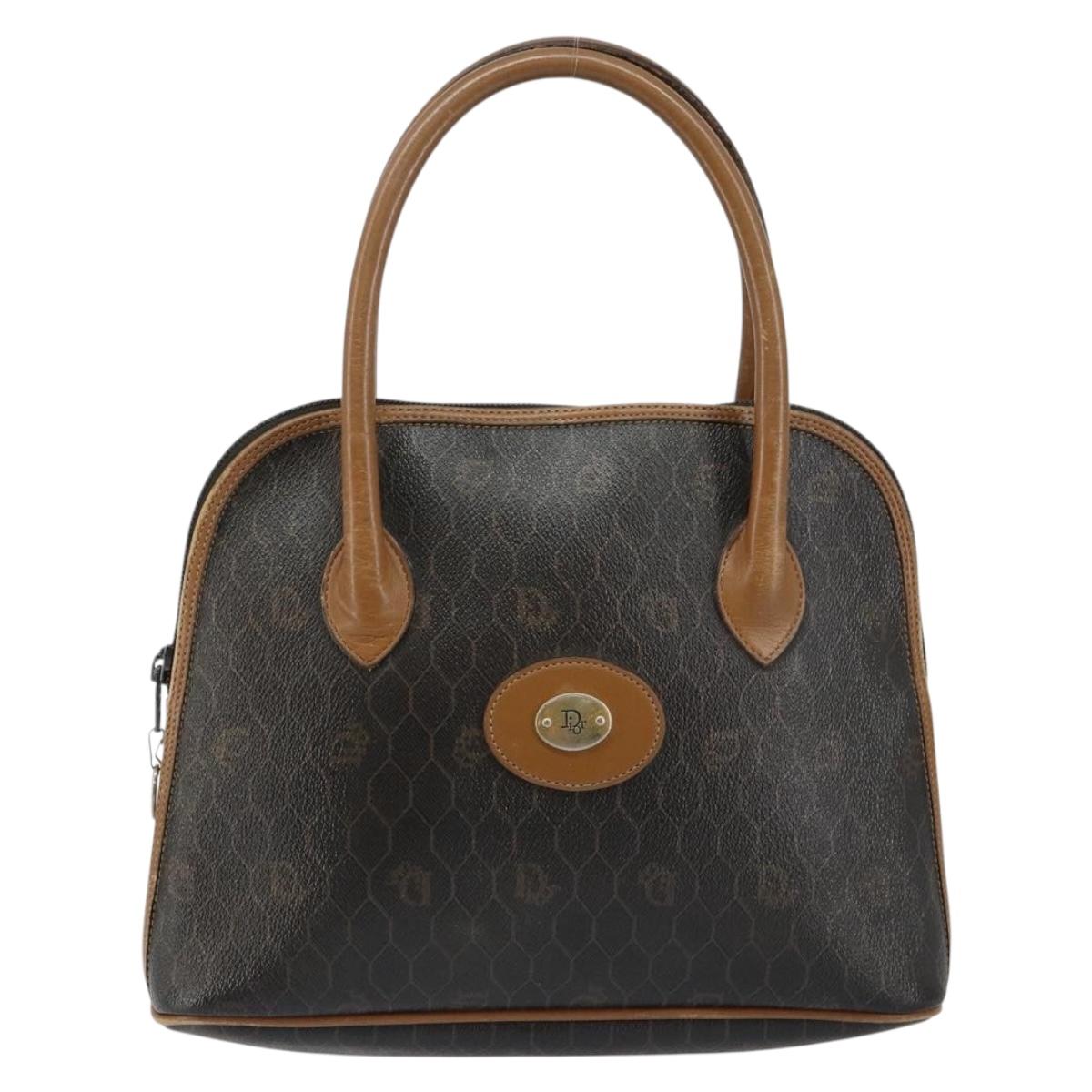 Christian Dior Honeycomb Canvas Hand Bag PVC Black Auth BA6581