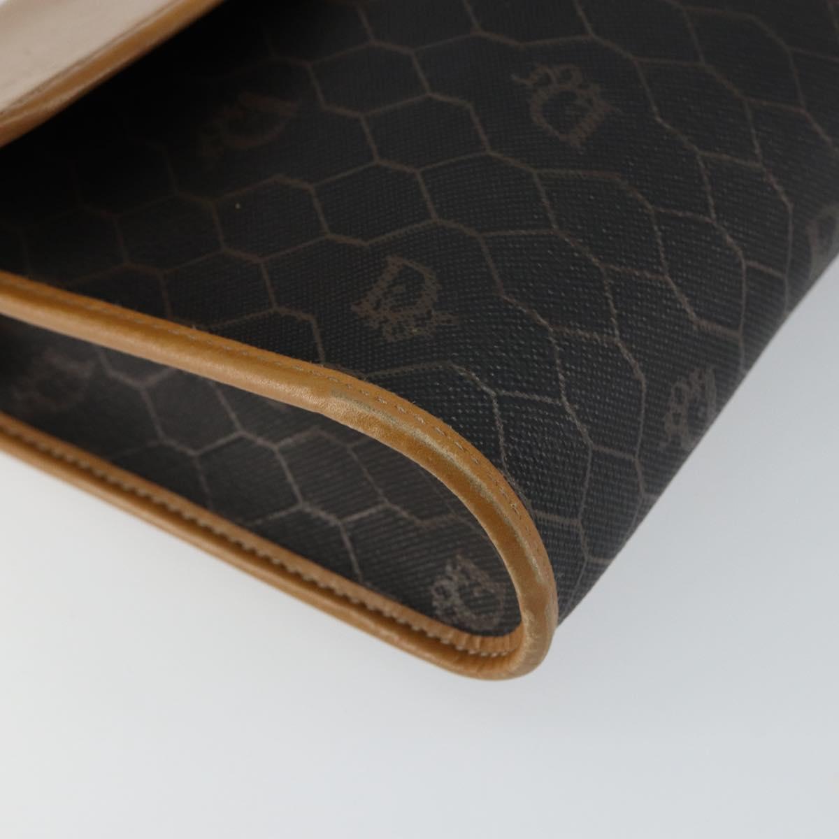 Christian Dior Honeycomb Canvas Shoulder Bag PVC Black Gold Auth BA6582