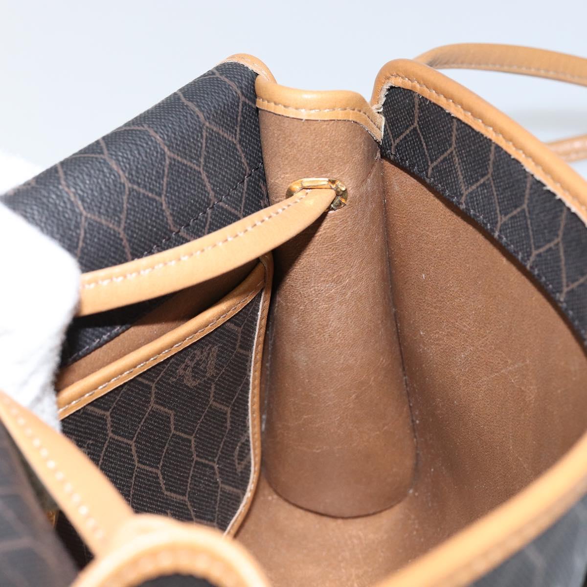 Christian Dior Honeycomb Canvas Shoulder Bag PVC Black Gold Auth BA6582