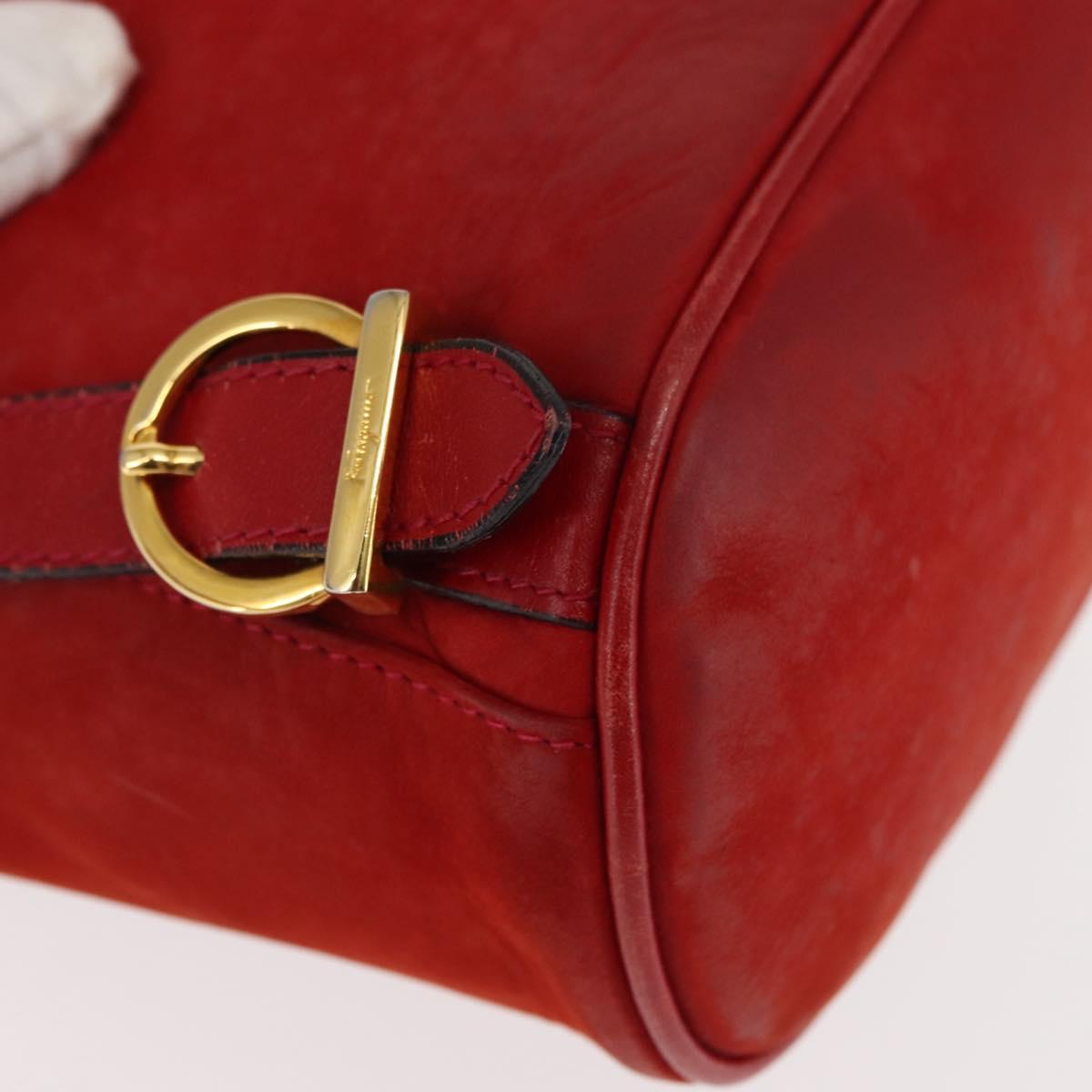 Salvatore Ferragamo Backpack Suede Red Gold Auth BA6583