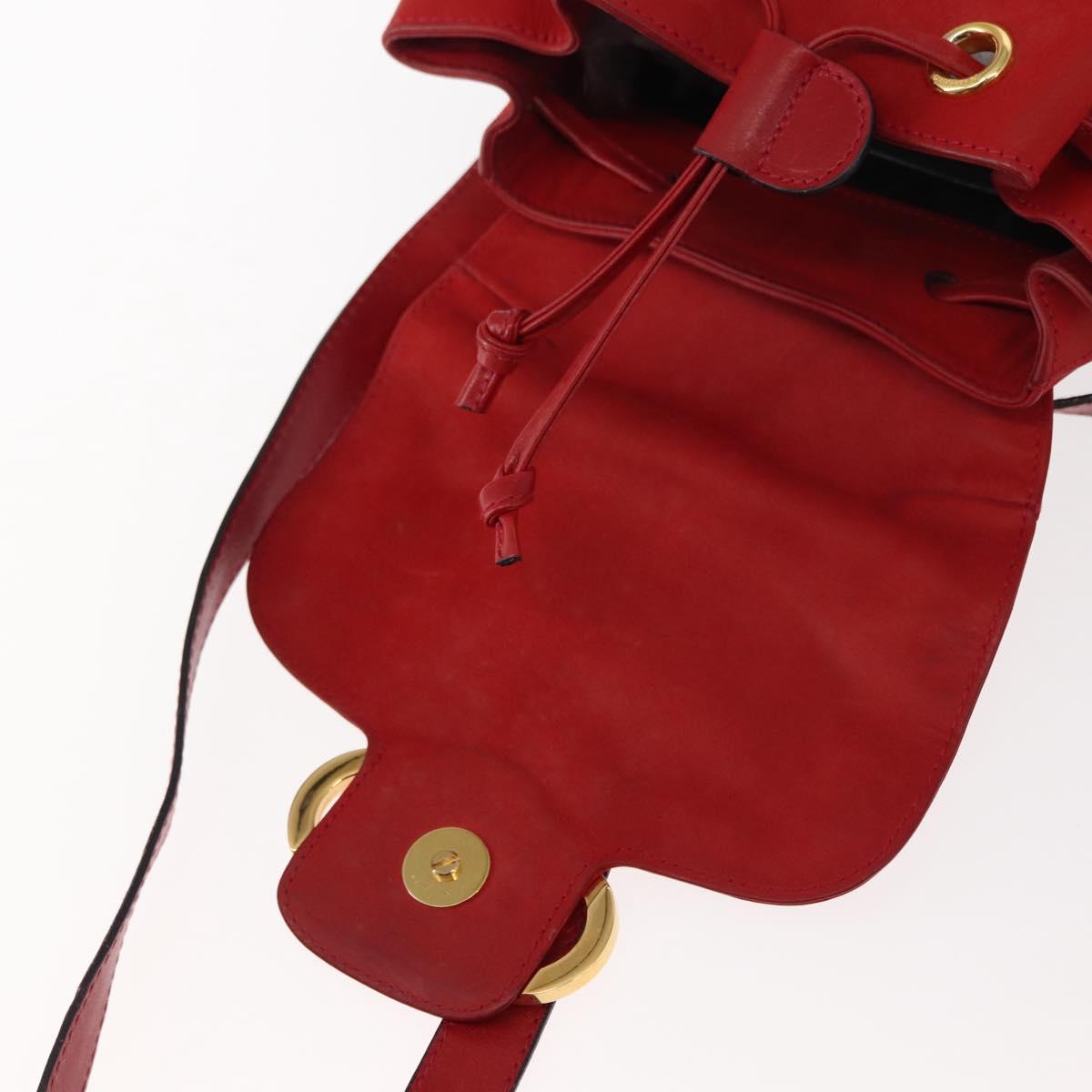 Salvatore Ferragamo Backpack Suede Red Gold Auth BA6583