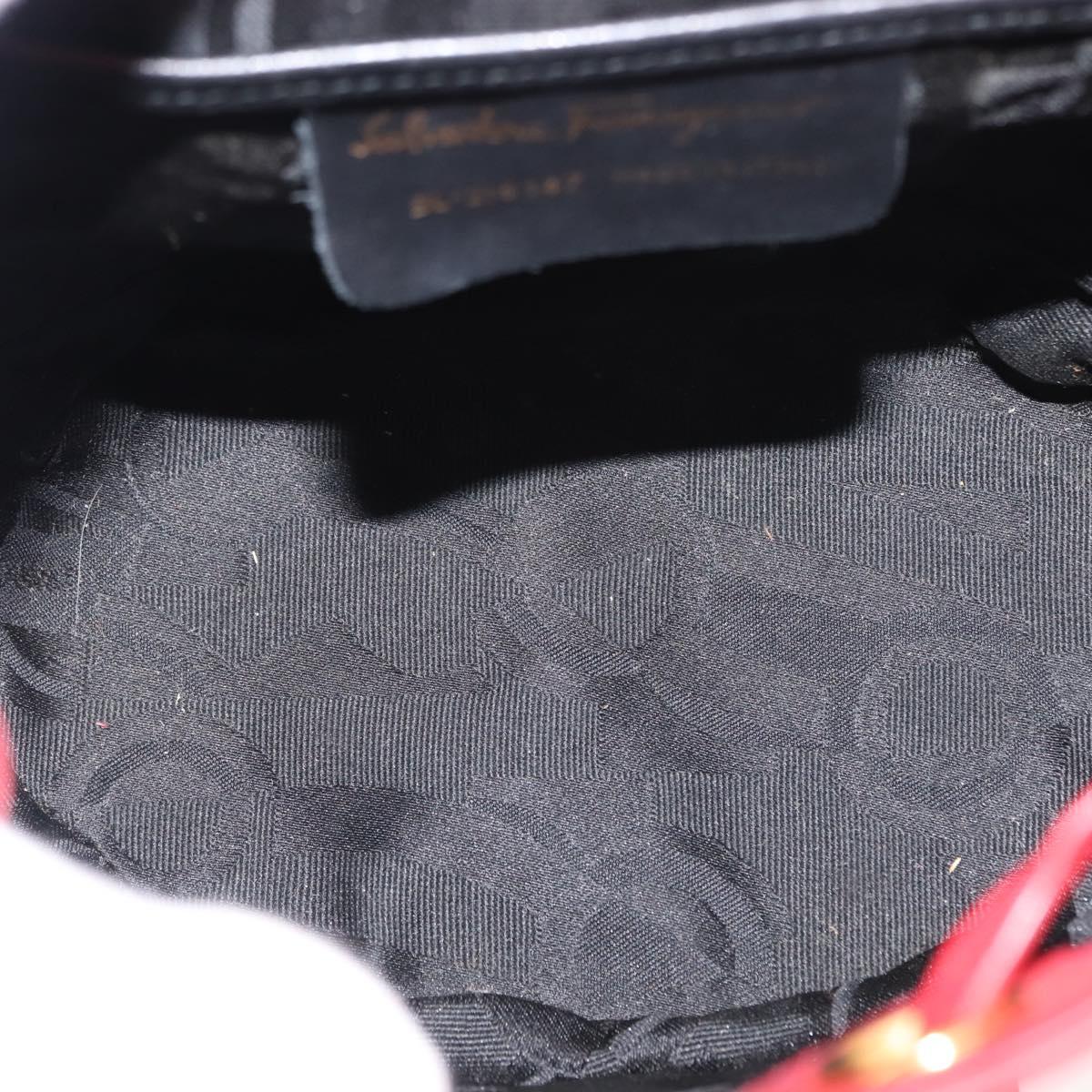 Salvatore Ferragamo Backpack Suede Red Gold Auth BA6583