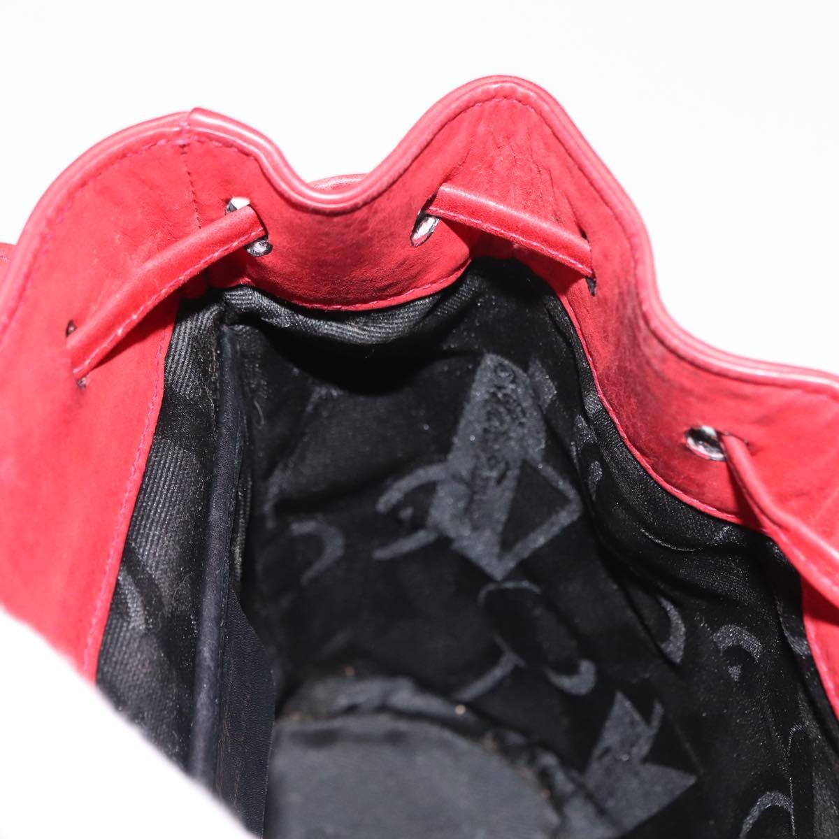 Salvatore Ferragamo Backpack Suede Red Gold Auth BA6583